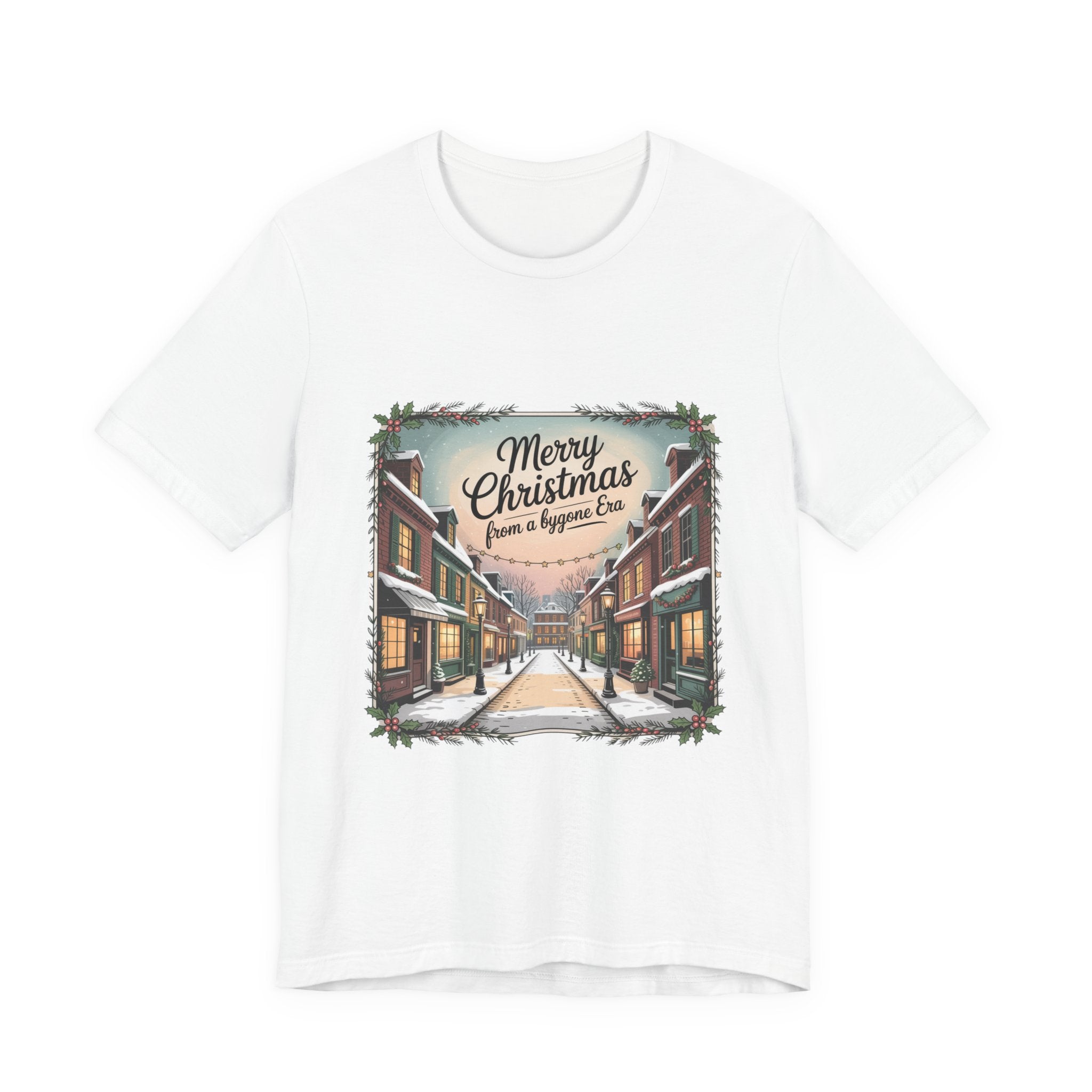 Merry Christmas Vintage Postcard Tee | Retro Holiday Card Design