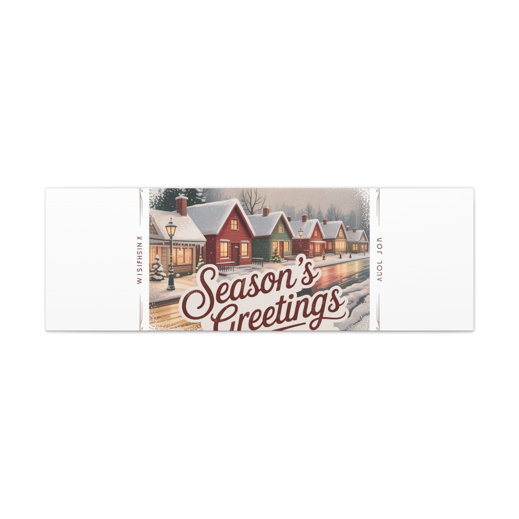 Season's Greetings Vintage Christmas Postcard Canvas | Retro Holiday Wall Art