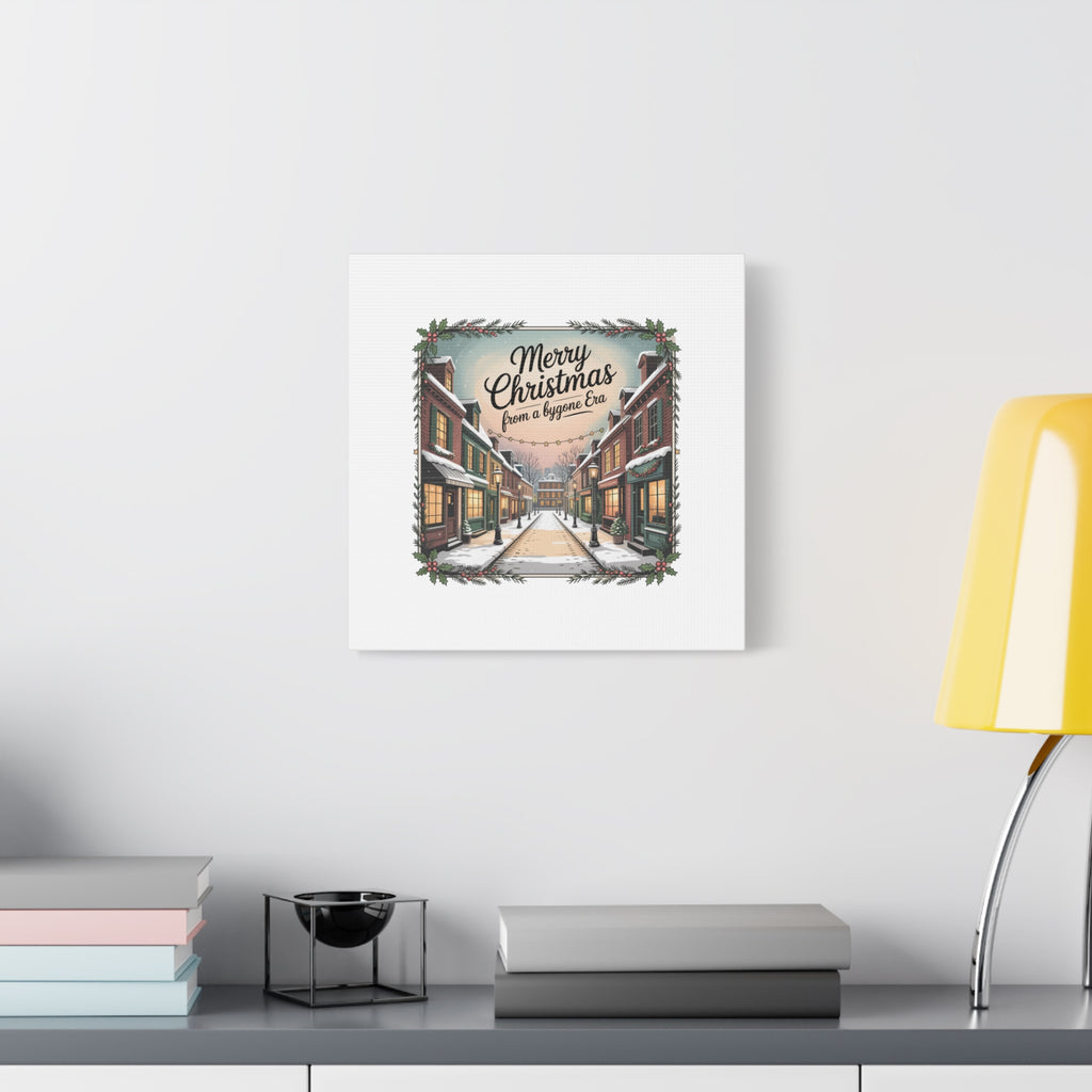Merry Christmas Vintage Postcard Canvas | Retro Holiday Card Design