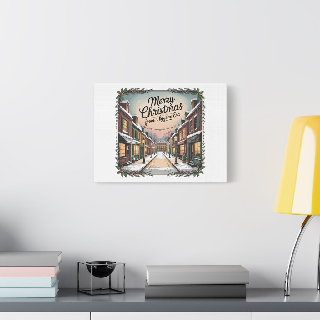Merry Christmas Vintage Postcard Canvas | Retro Holiday Card Design