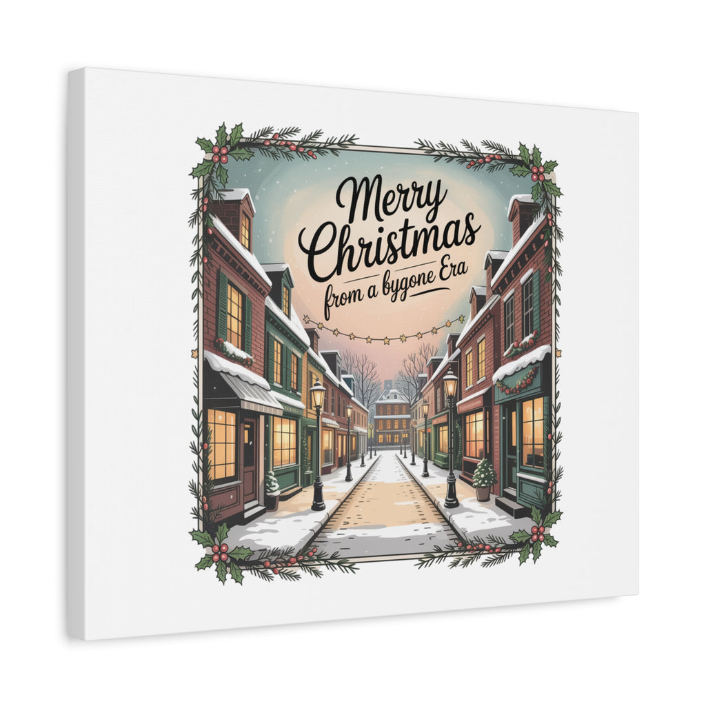 Merry Christmas Vintage Postcard Canvas | Retro Holiday Card Design