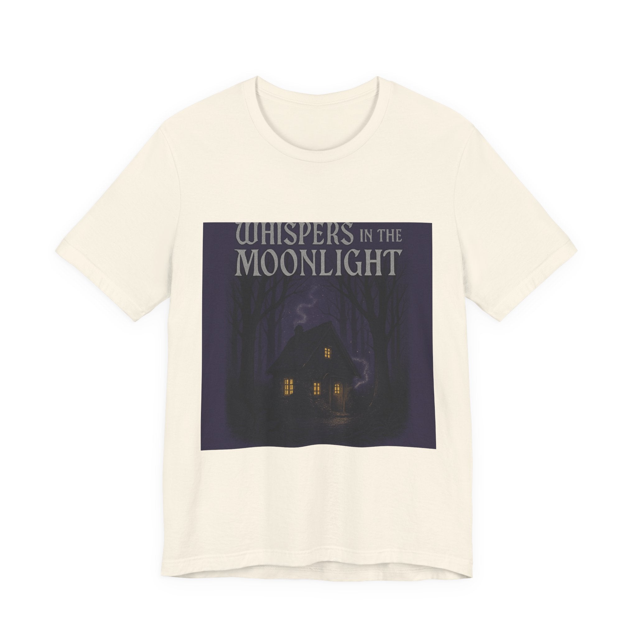 Whispers in the Moonlight Tee — Haunted Cabin Night Graphic T-Shirt