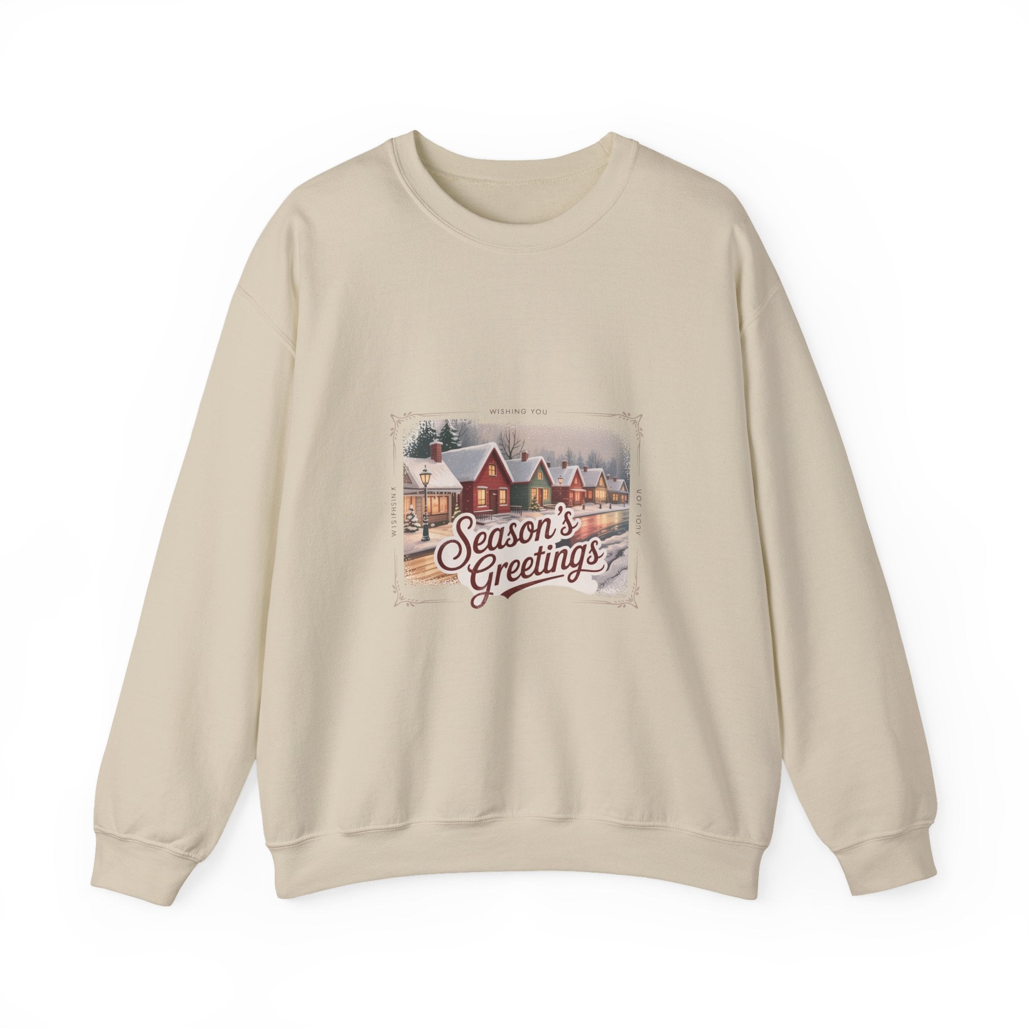 Vintage Christmas Postcard Crewneck Sweatshirt | retro holiday card design, sepia holiday
