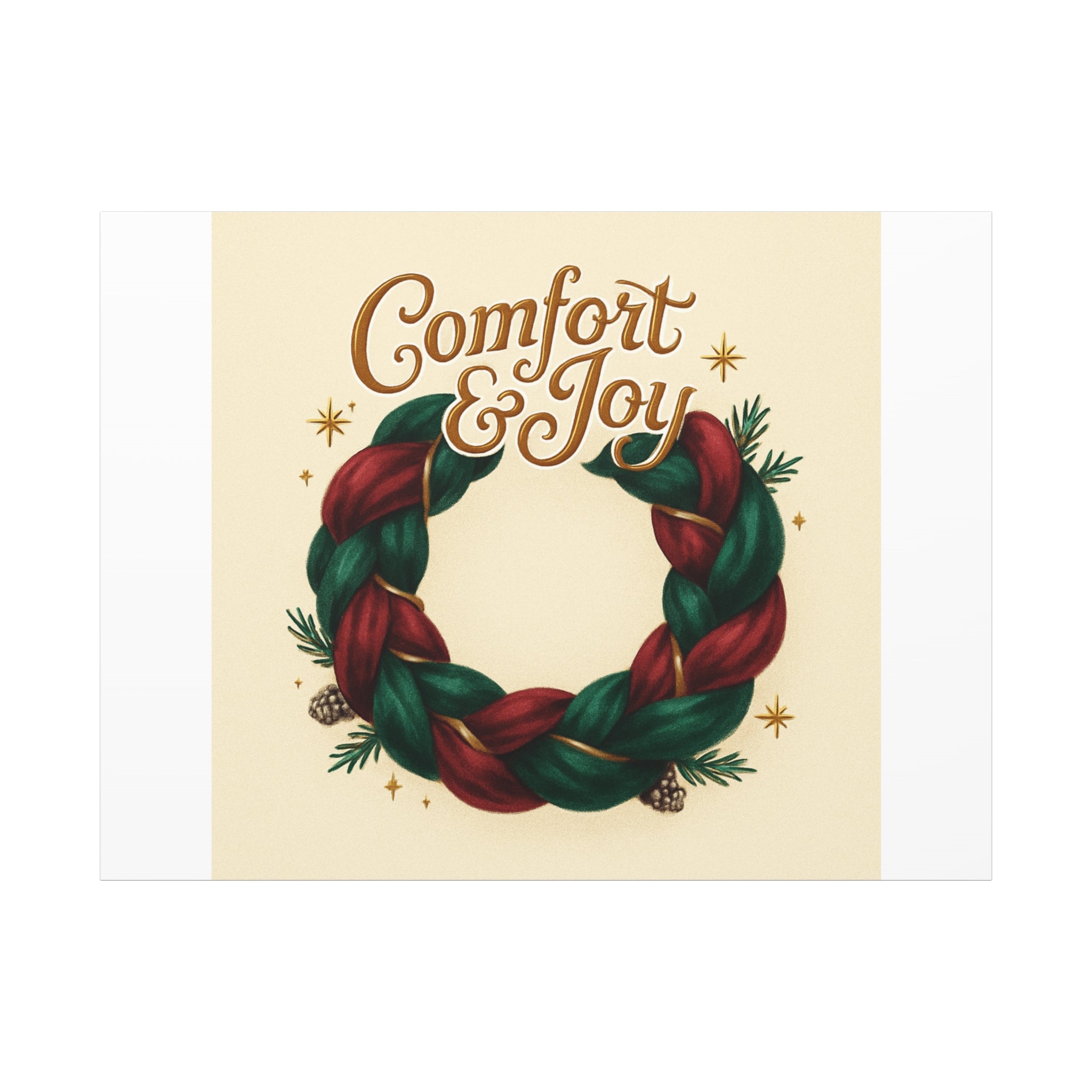 Christmas Wreath Canvas - "Comfort & Joy" Holiday Wall Art