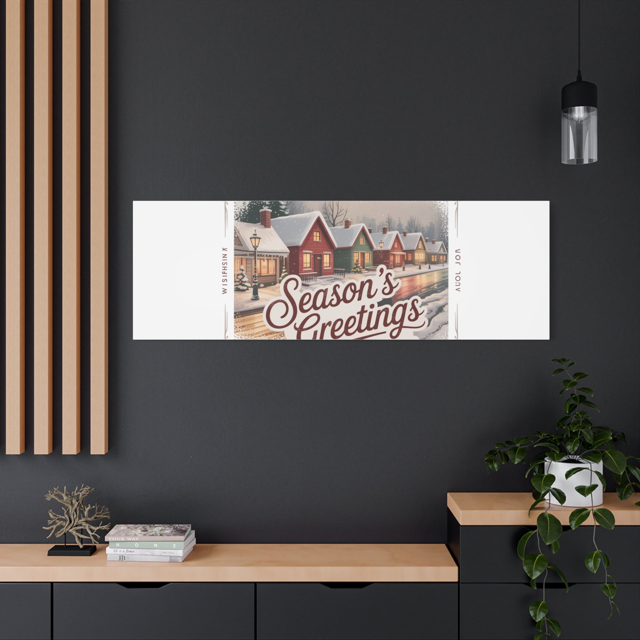 Season's Greetings Vintage Christmas Postcard Canvas | Retro Holiday Wall Art