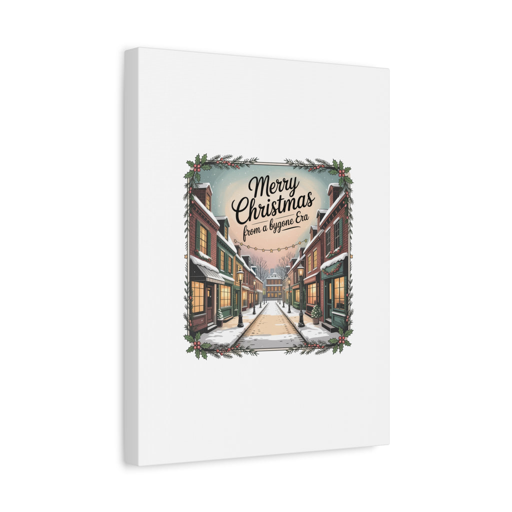Merry Christmas Vintage Postcard Canvas | Retro Holiday Card Design