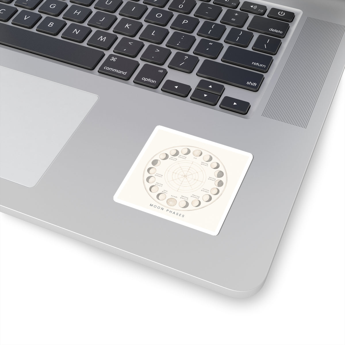 Moon Phases Kiss-Cut Sticker — Minimal Lunar Cycle Diagram for Planners, Journals & Laptops