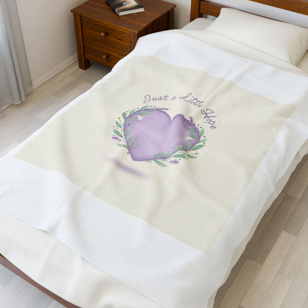 Just a Little Hope Heart, Velveteen Plush Blanket | Positive Micro-Optimism, Lavender