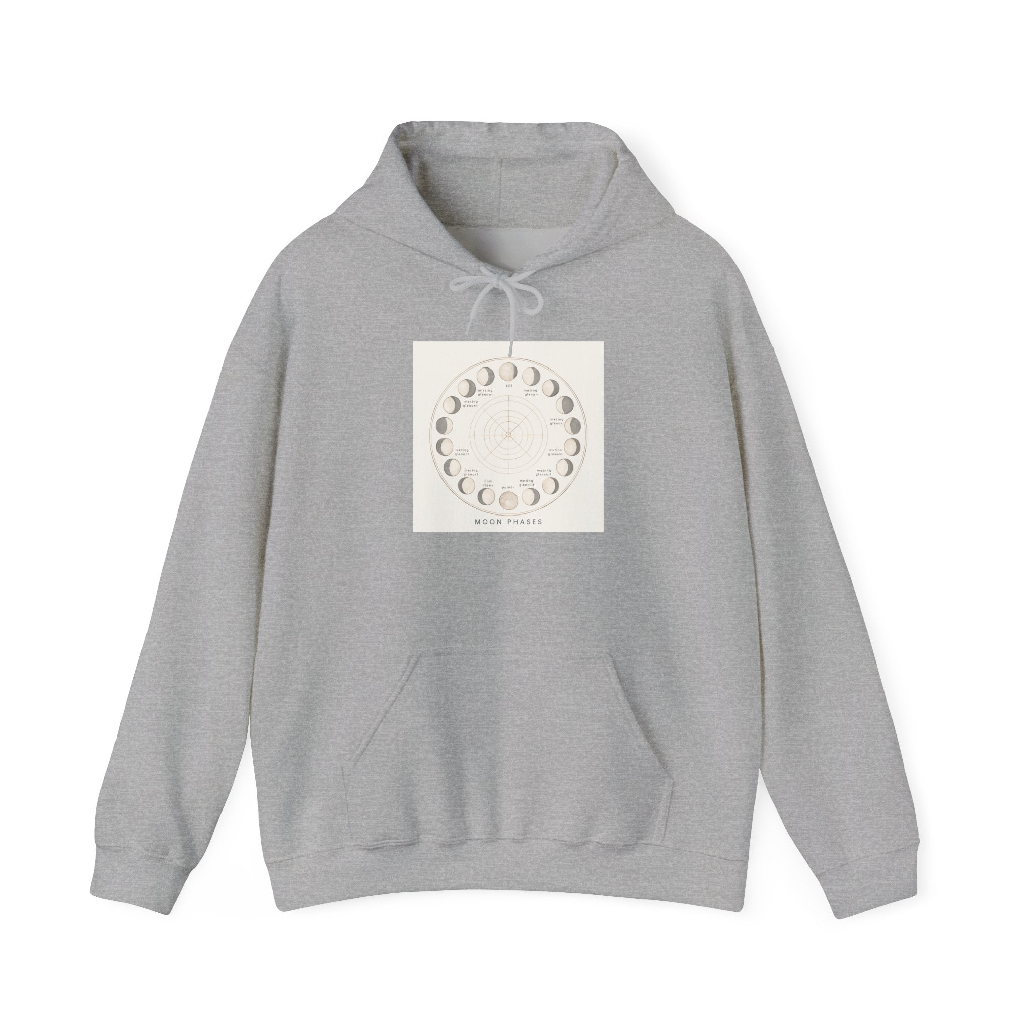 Moon Phase Hoodie — Minimal Lunar Cycle Graphic Sweatshirt