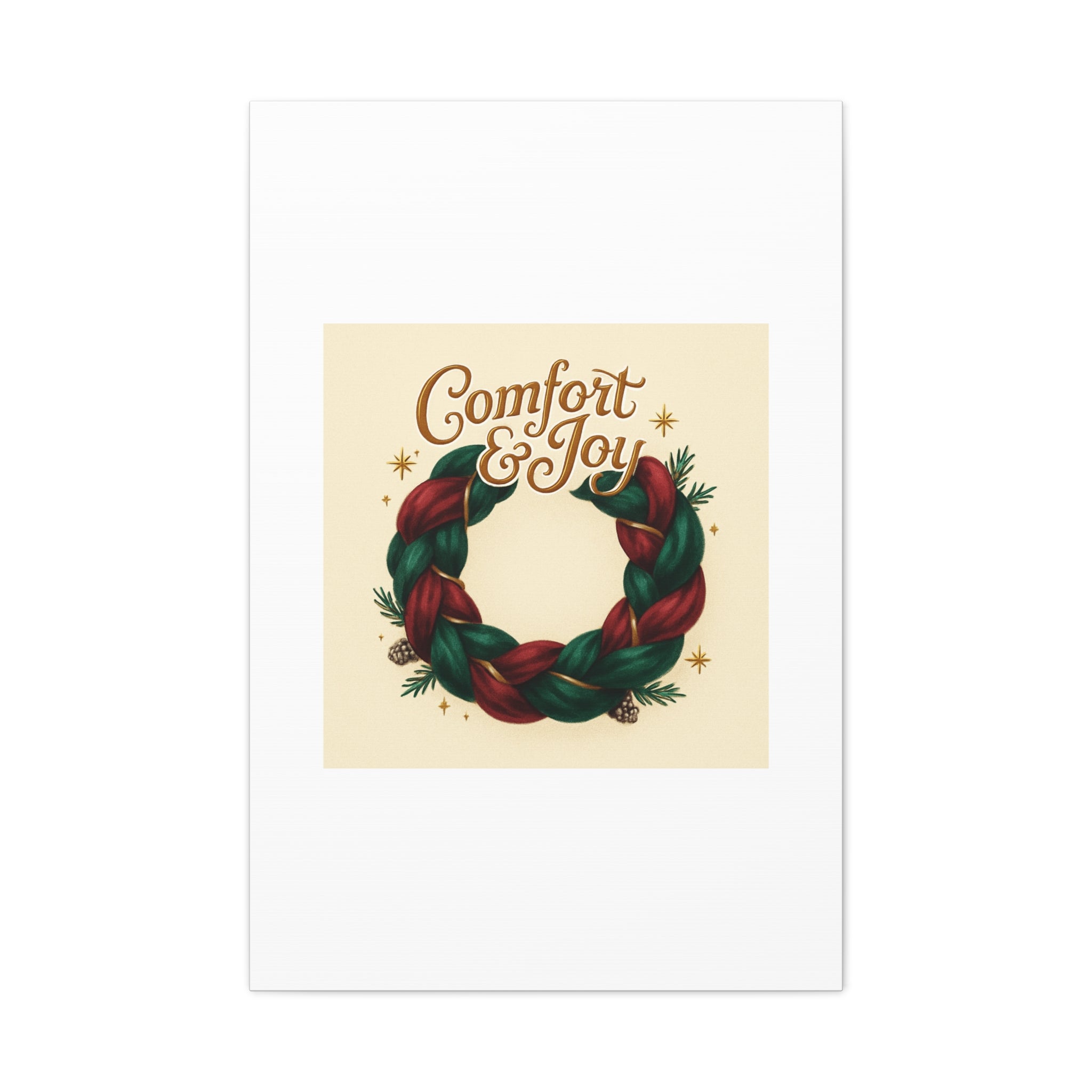 Christmas Wreath Canvas - "Comfort & Joy" Holiday Wall Art