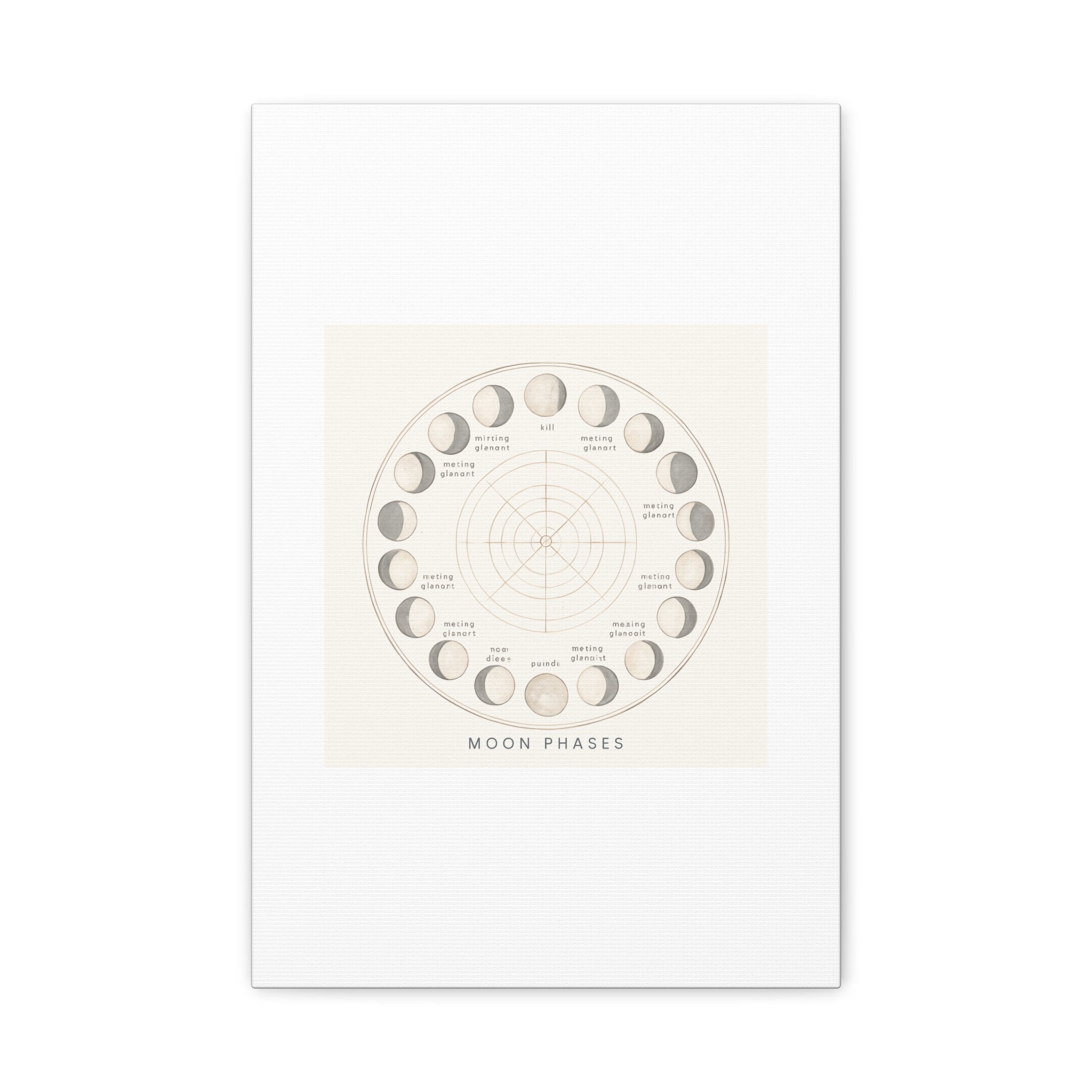 Moon Phases Canvas Print — Neutral Lunar Cycle Wall Art