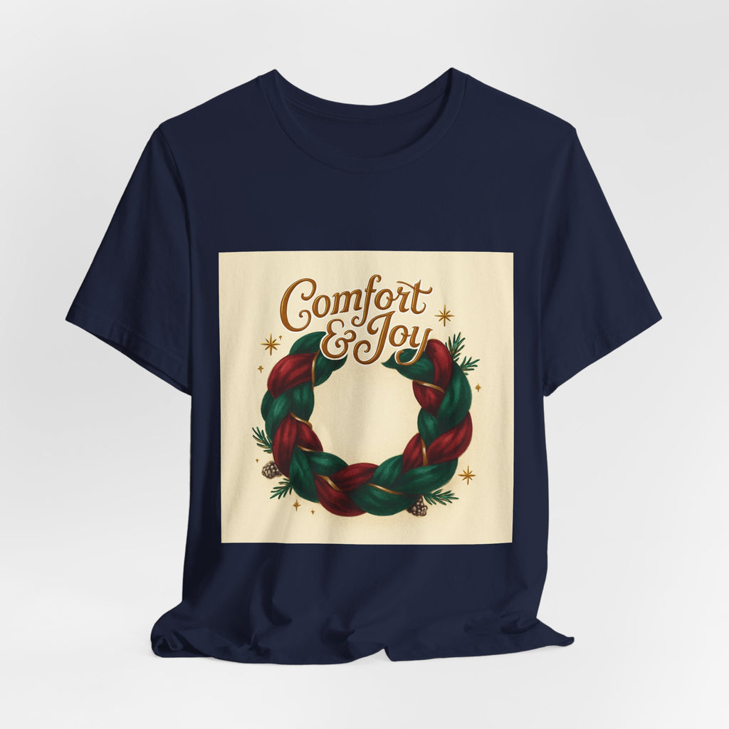 Comfort & Joy Wreath T-Shirt — Retro Holiday Christmas Tee