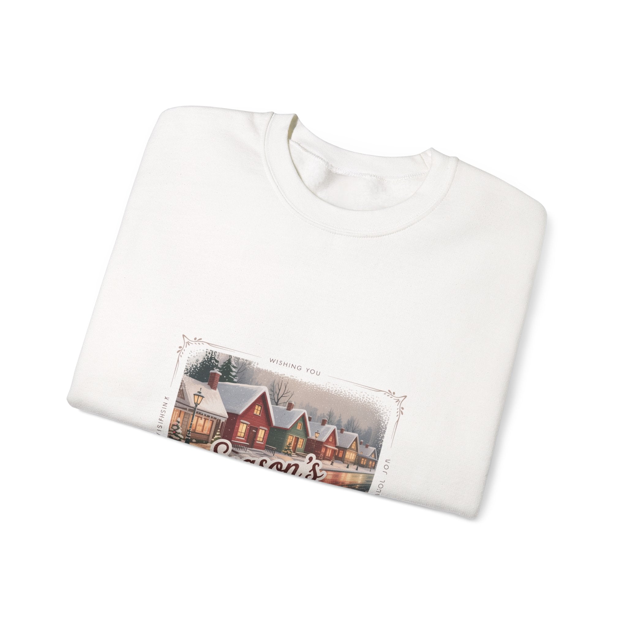 Vintage Christmas Postcard Crewneck Sweatshirt | retro holiday card design, sepia holiday