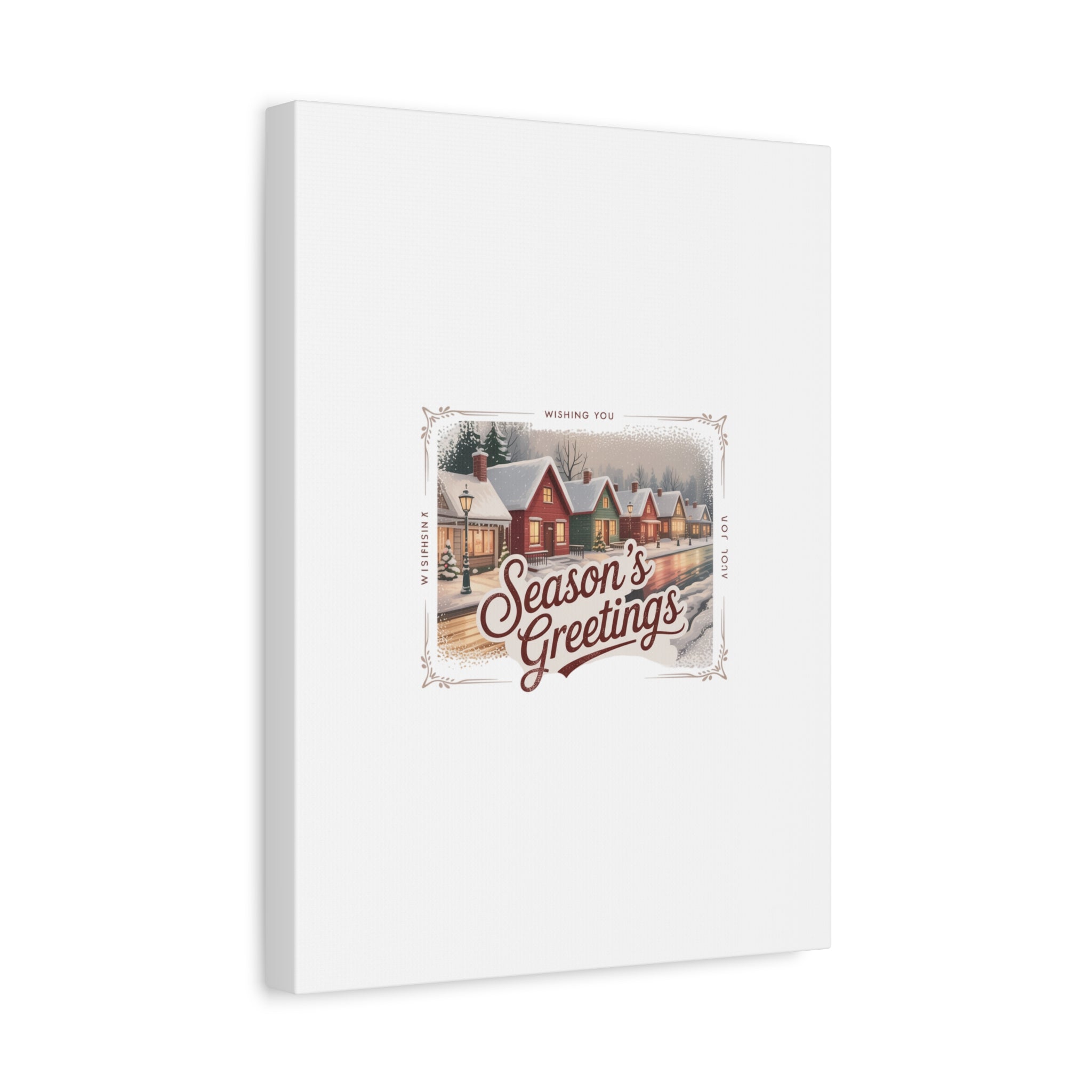 Season's Greetings Vintage Christmas Postcard Canvas | Retro Holiday Wall Art