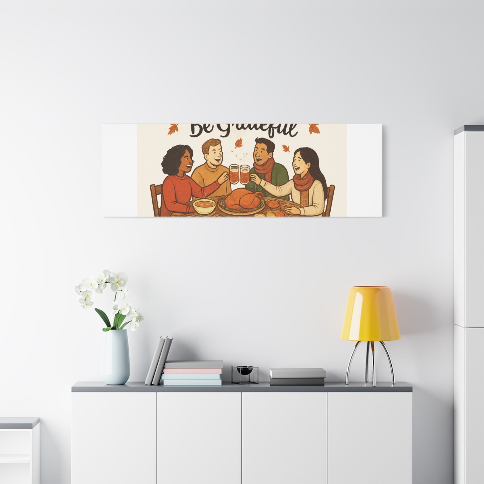 Gather, Sip, Be Grateful Canvas — Thanksgiving Wall Art