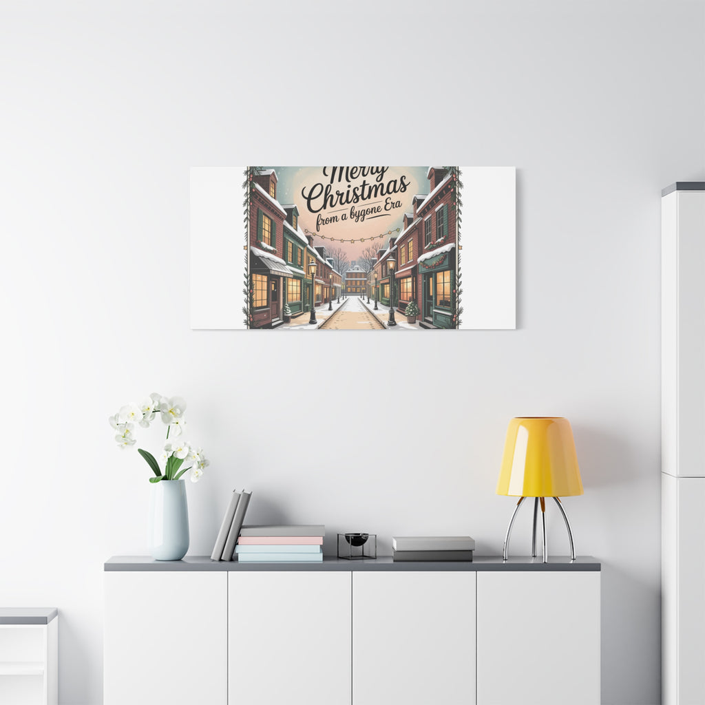 Merry Christmas Vintage Postcard Canvas | Retro Holiday Card Design