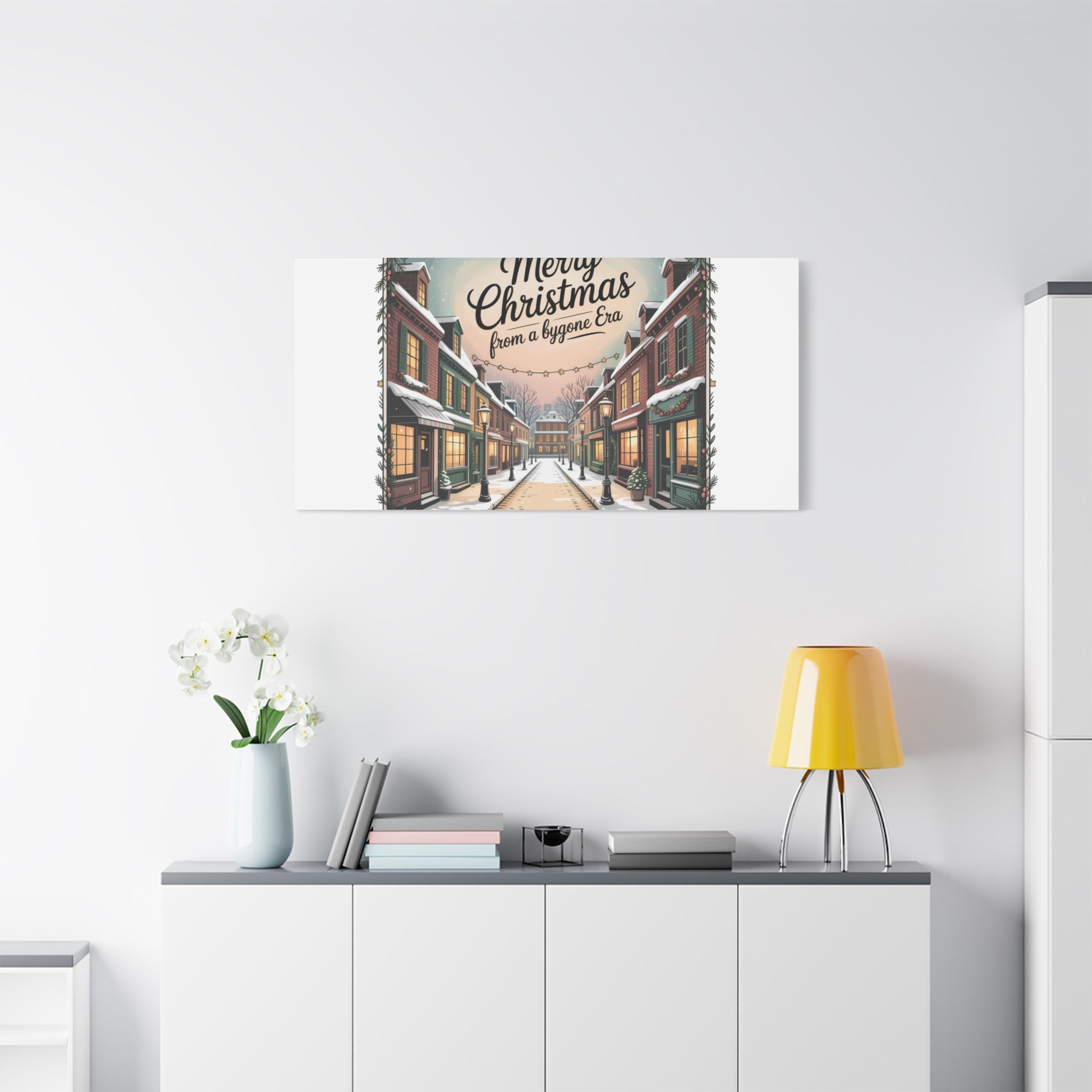 Merry Christmas Vintage Postcard Canvas | Retro Holiday Card Design