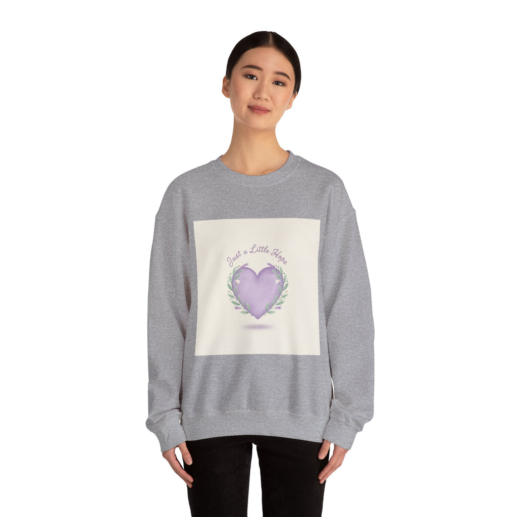 just a little hope sweatshirt | positive micro-optimism, lavender heart