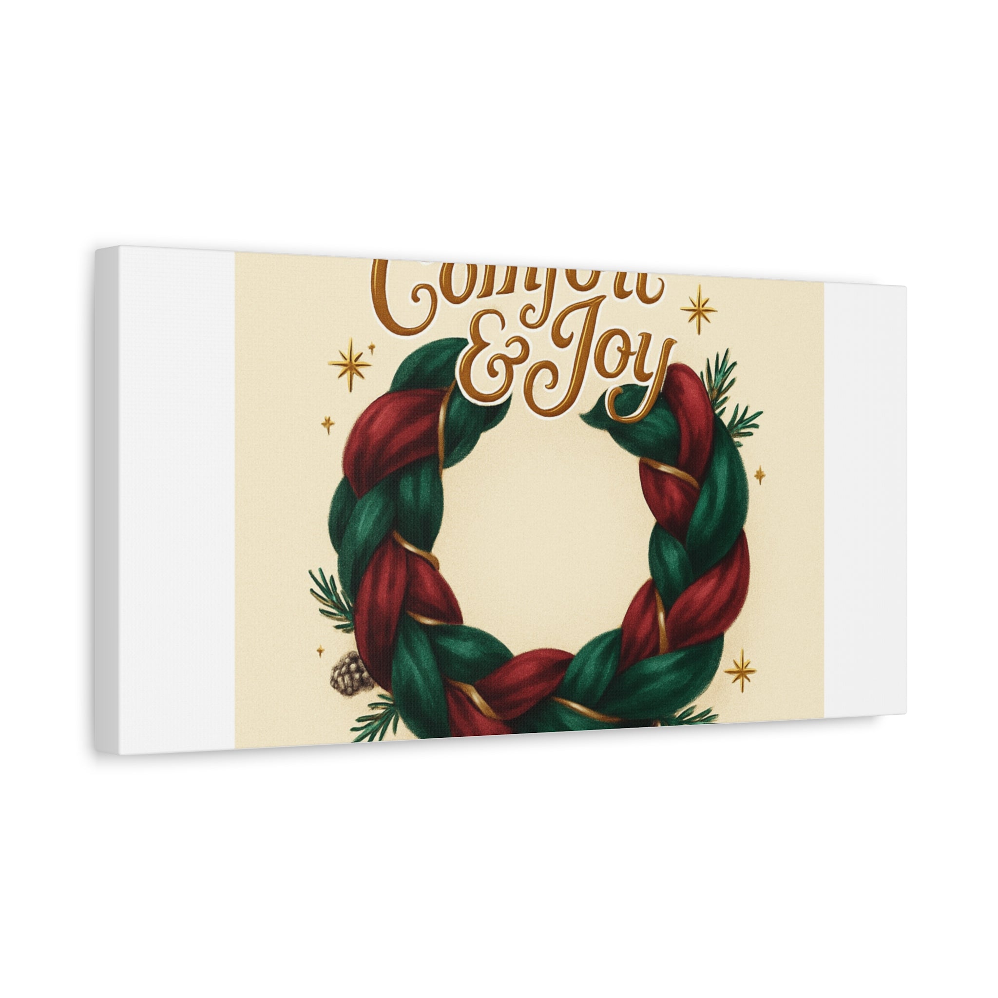Christmas Wreath Canvas - "Comfort & Joy" Holiday Wall Art