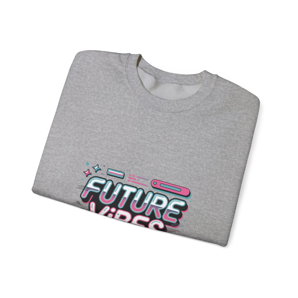 Future Vibes Crewneck Sweatshirt | Y2K Cyber Holo, Retro Tech Chrome Text