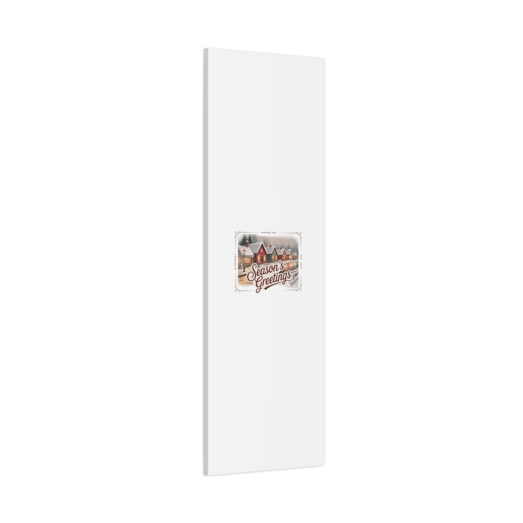 Season's Greetings Vintage Christmas Postcard Canvas | Retro Holiday Wall Art