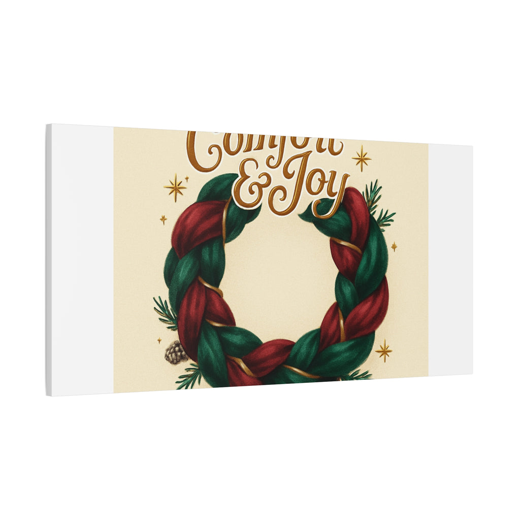 Christmas Wreath Canvas - "Comfort & Joy" Holiday Wall Art