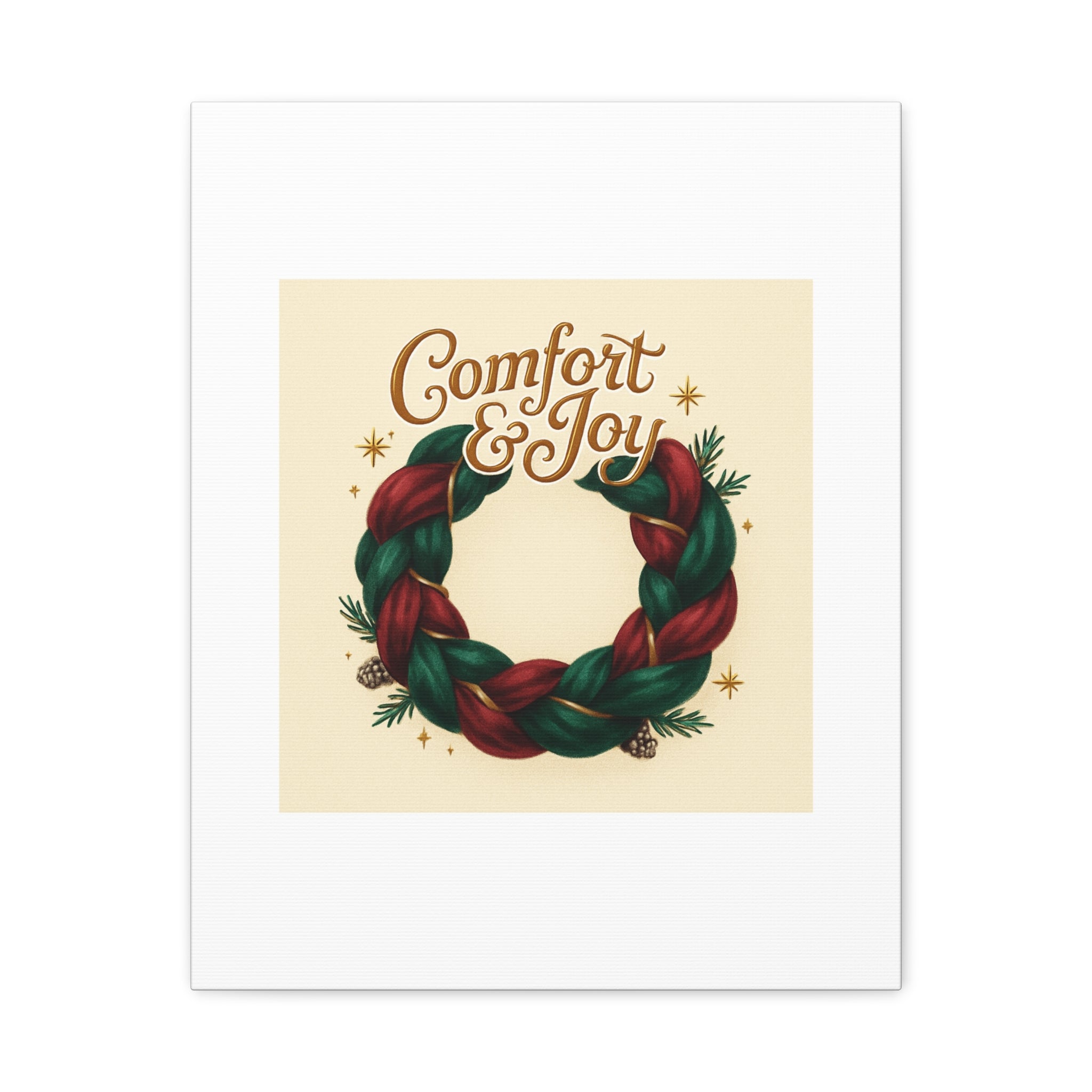 Christmas Wreath Canvas - "Comfort & Joy" Holiday Wall Art