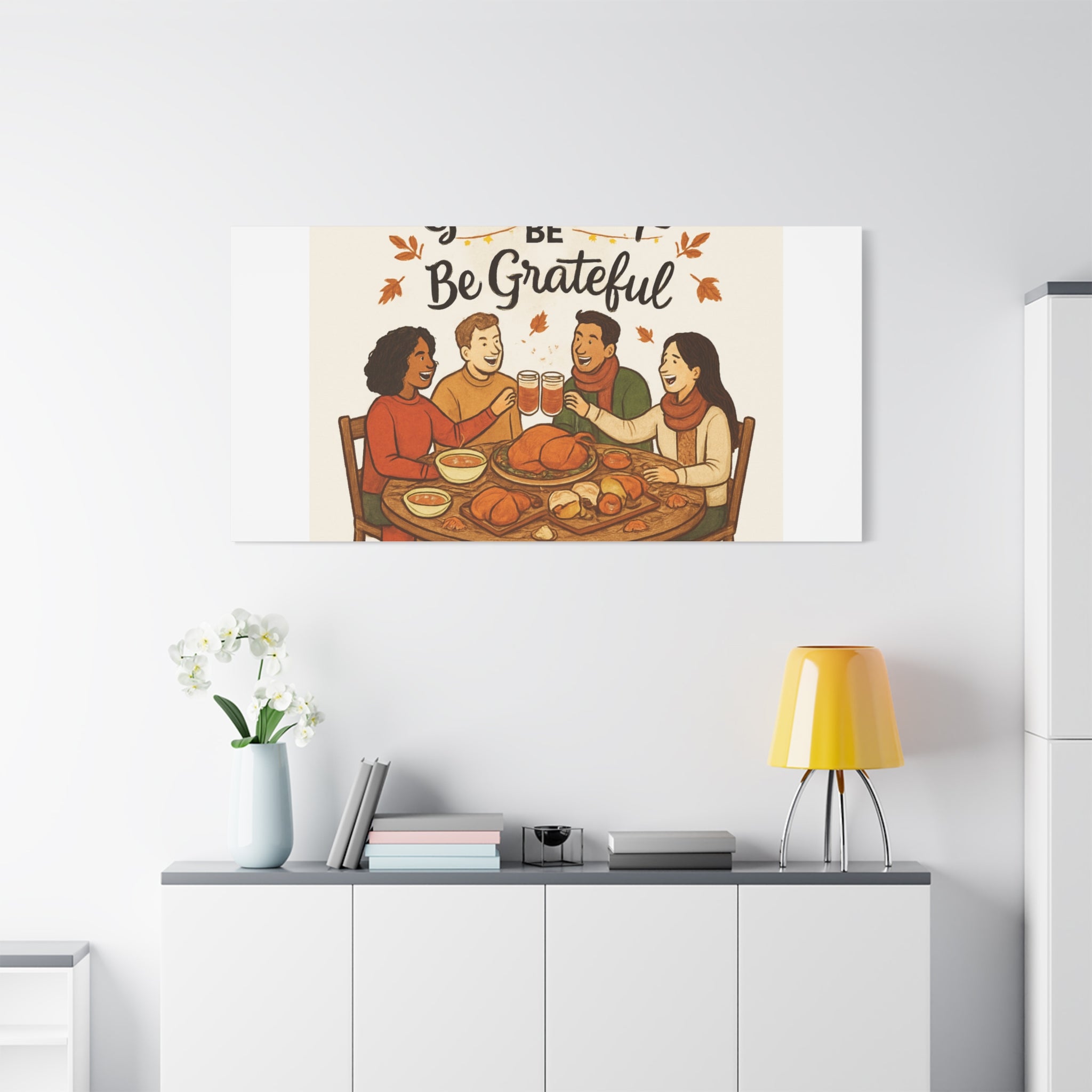 Gather, Sip, Be Grateful Canvas — Thanksgiving Wall Art