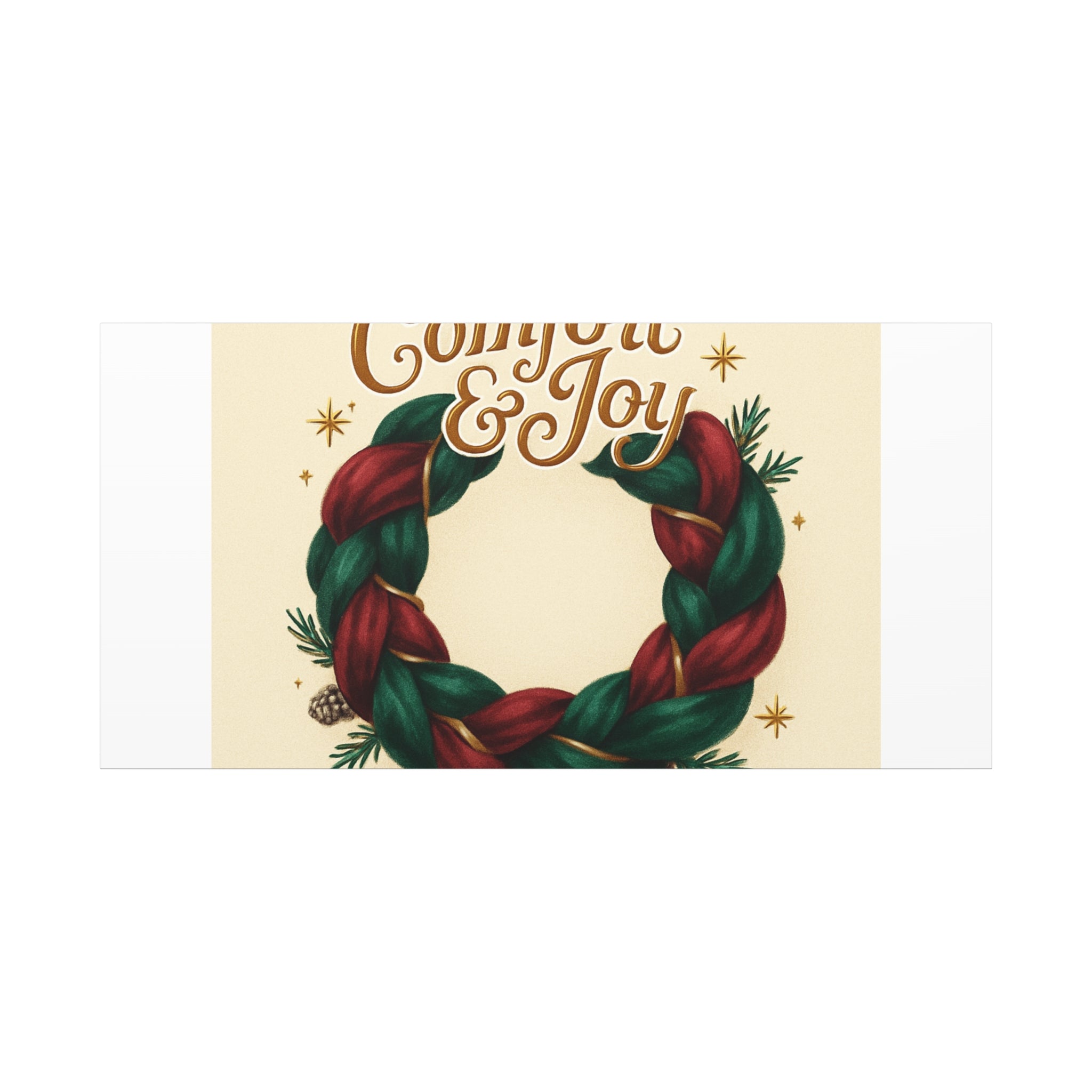 Christmas Wreath Canvas - "Comfort & Joy" Holiday Wall Art