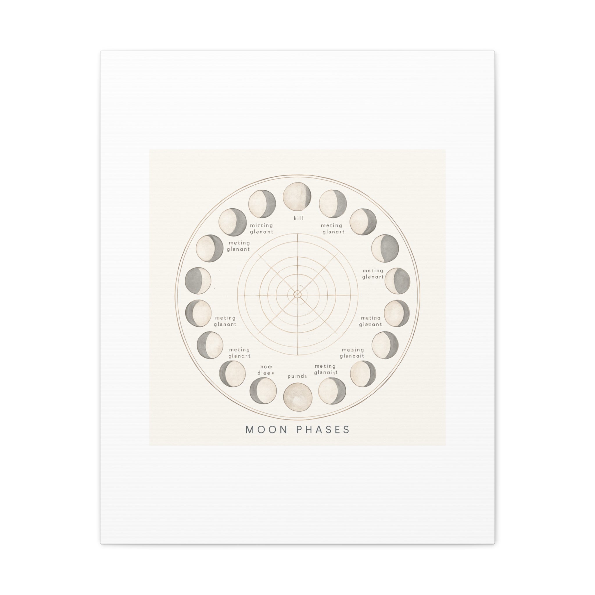 Moon Phases Canvas Print — Neutral Lunar Cycle Wall Art