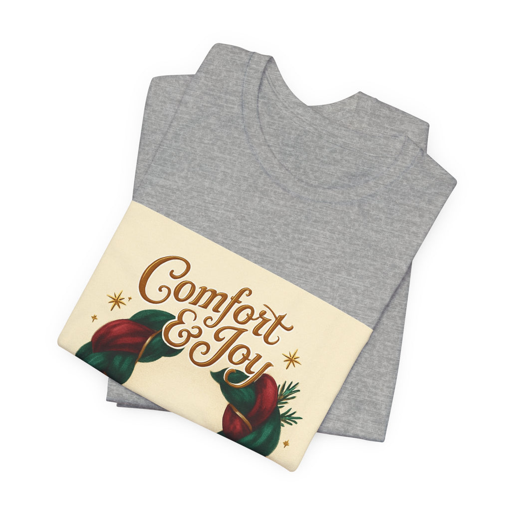 Comfort & Joy Wreath T-Shirt — Retro Holiday Christmas Tee