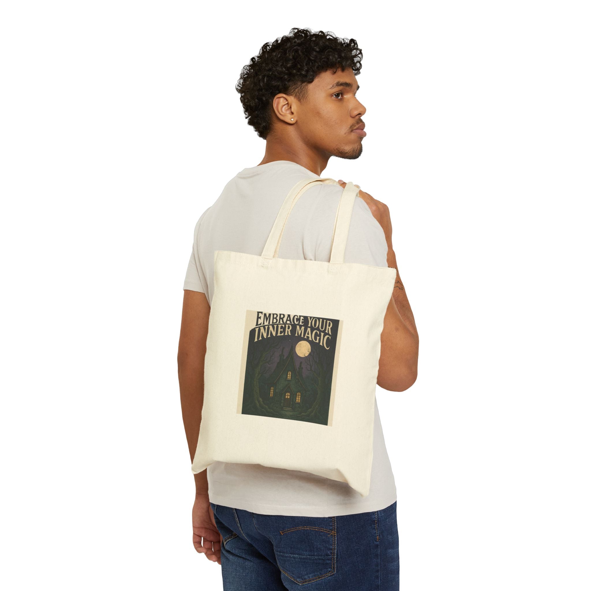 Canvas Tote Bag – “Embrace Your Inner Magic” Moonlit Cottage Tote