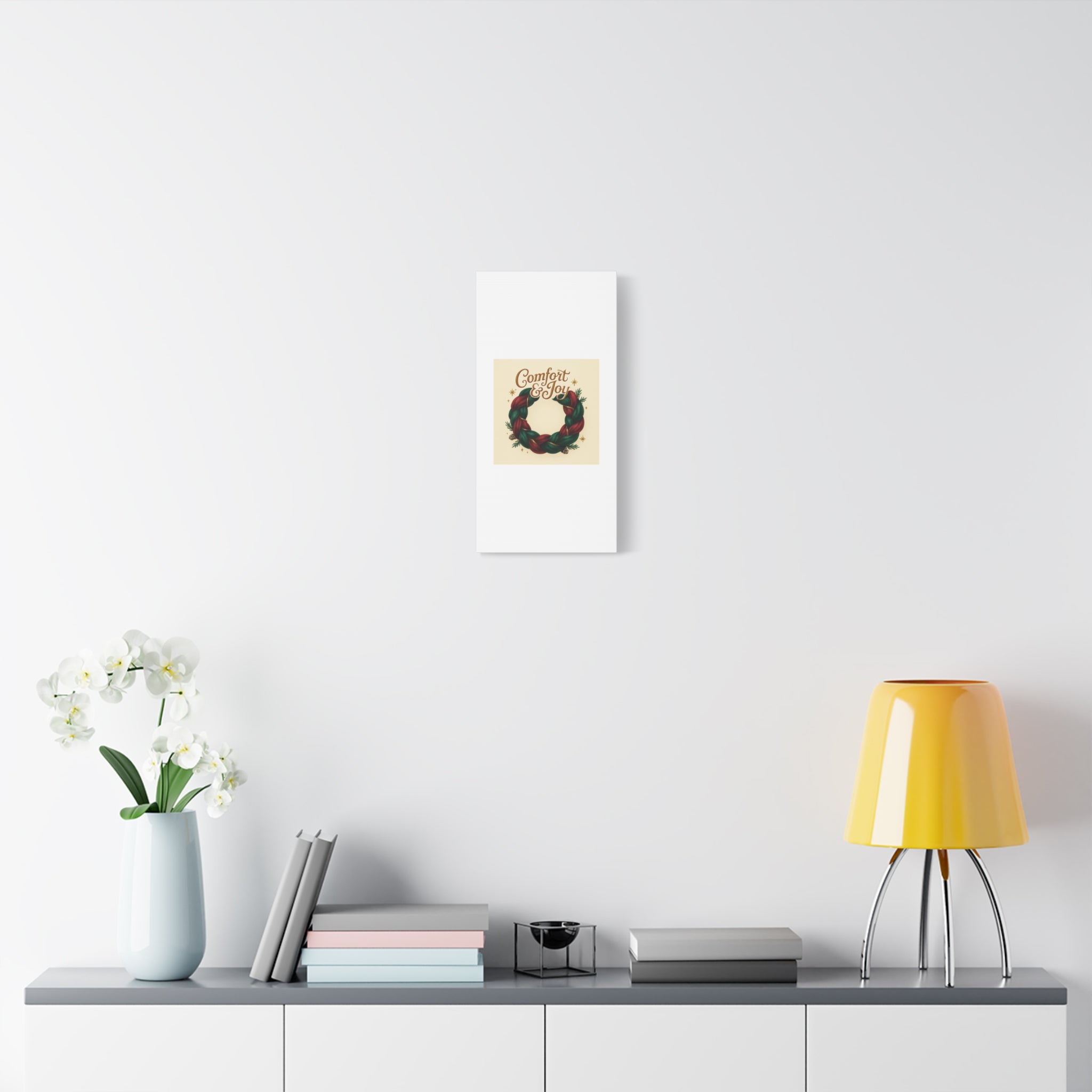 Christmas Wreath Canvas - "Comfort & Joy" Holiday Wall Art