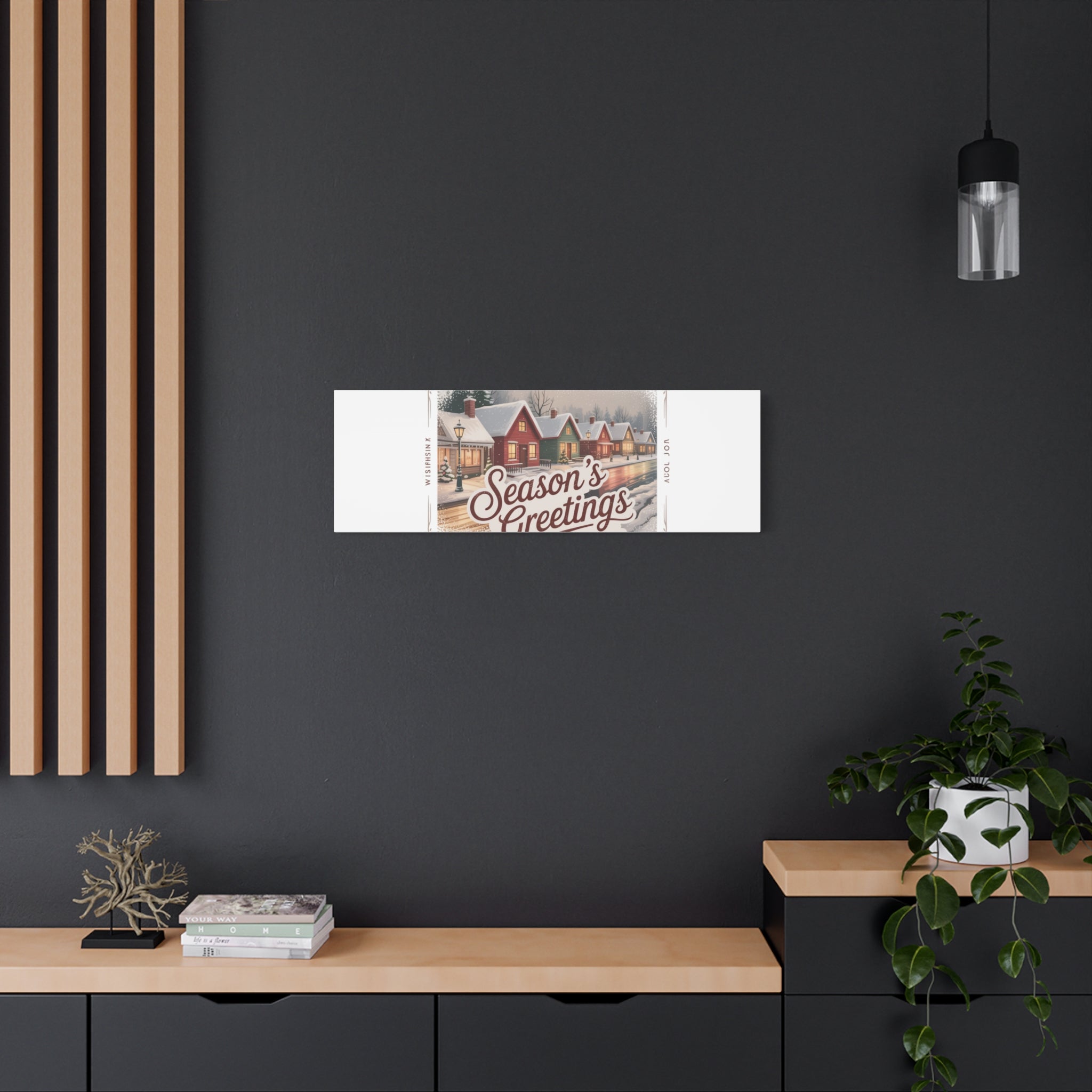 Season's Greetings Vintage Christmas Postcard Canvas | Retro Holiday Wall Art
