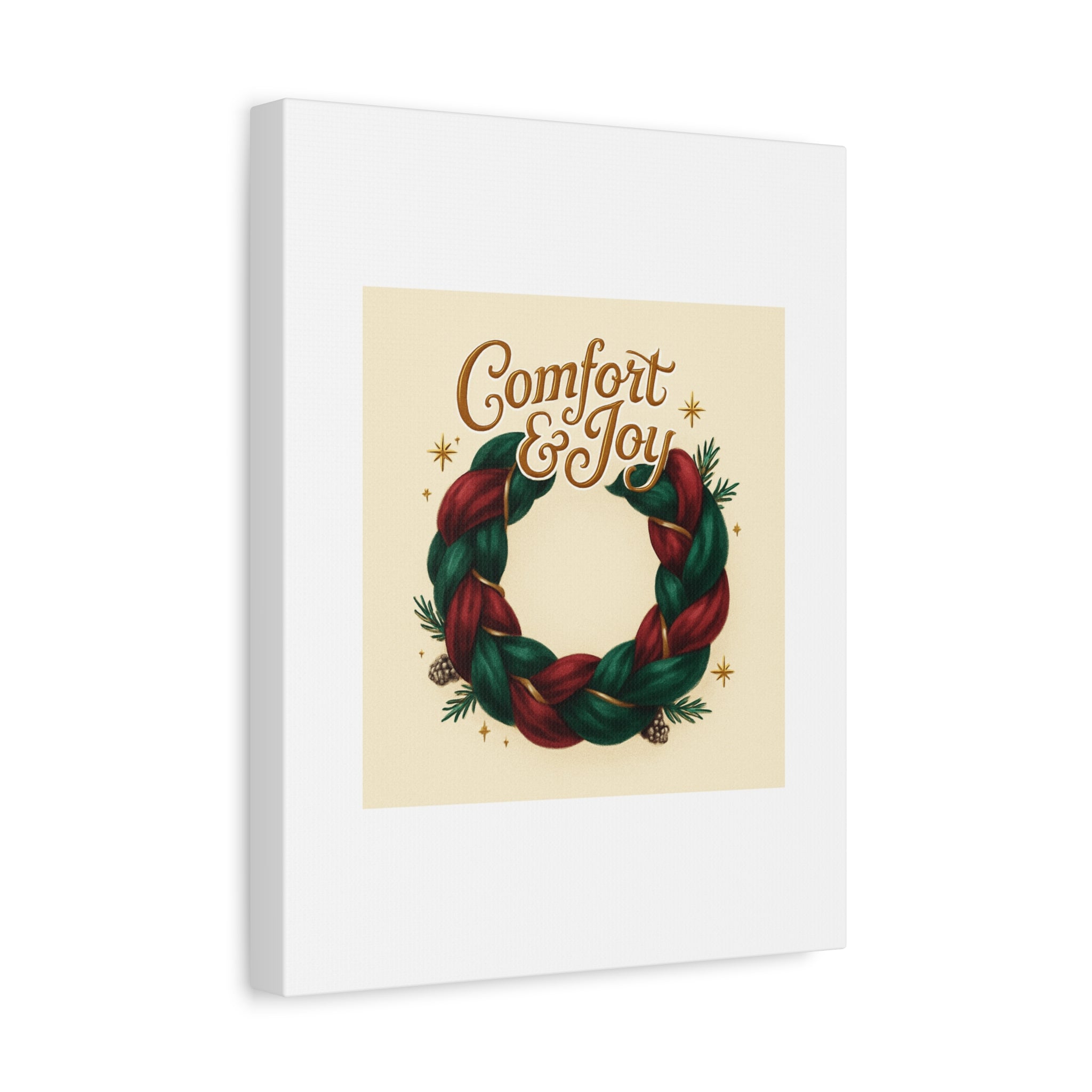 Christmas Wreath Canvas - "Comfort & Joy" Holiday Wall Art