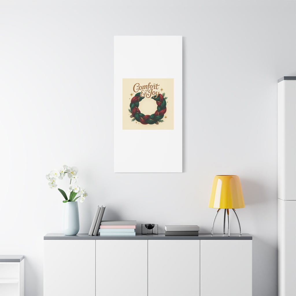 Christmas Wreath Canvas - "Comfort & Joy" Holiday Wall Art
