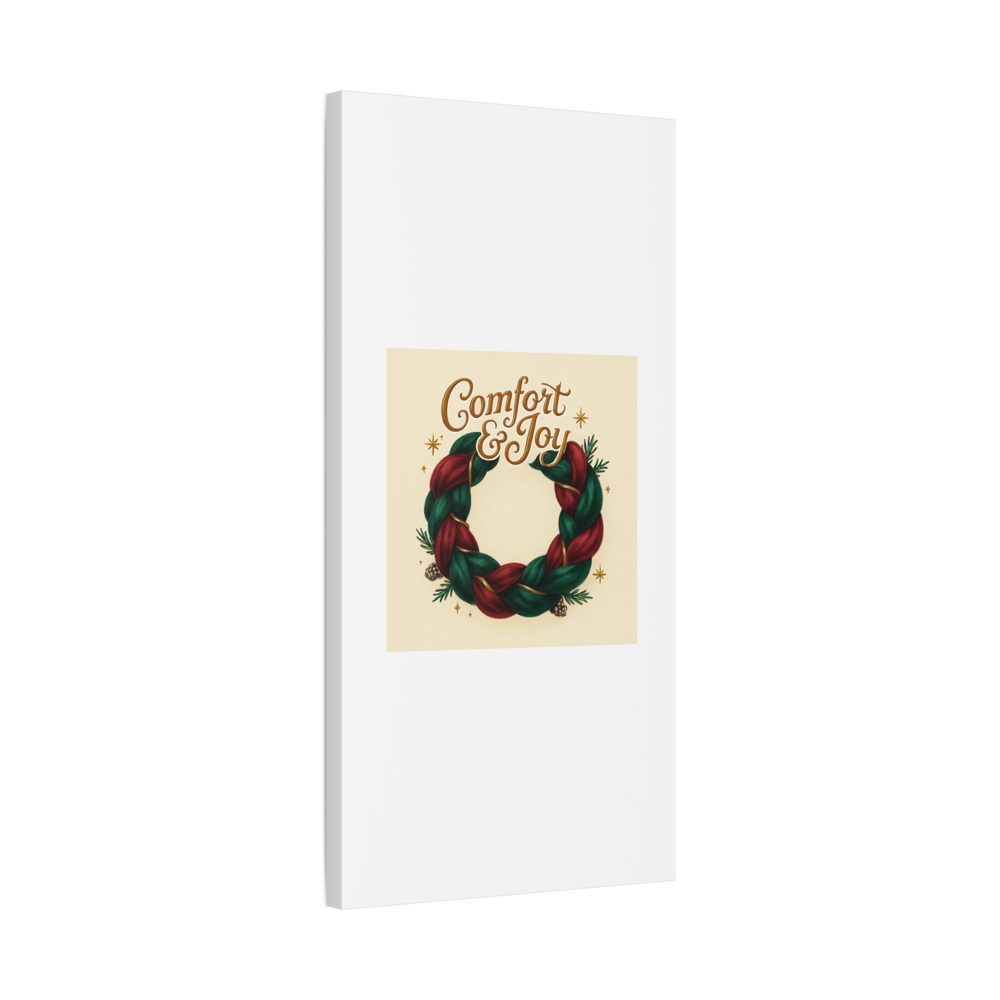 Christmas Wreath Canvas - "Comfort & Joy" Holiday Wall Art