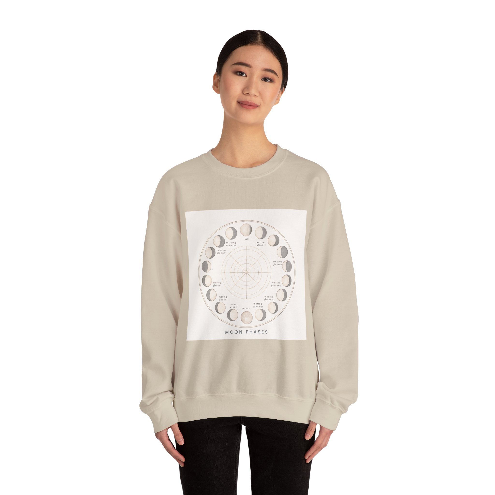Moon Phases Sweatshirt — Lunar Cycle Graphic Crewneck
