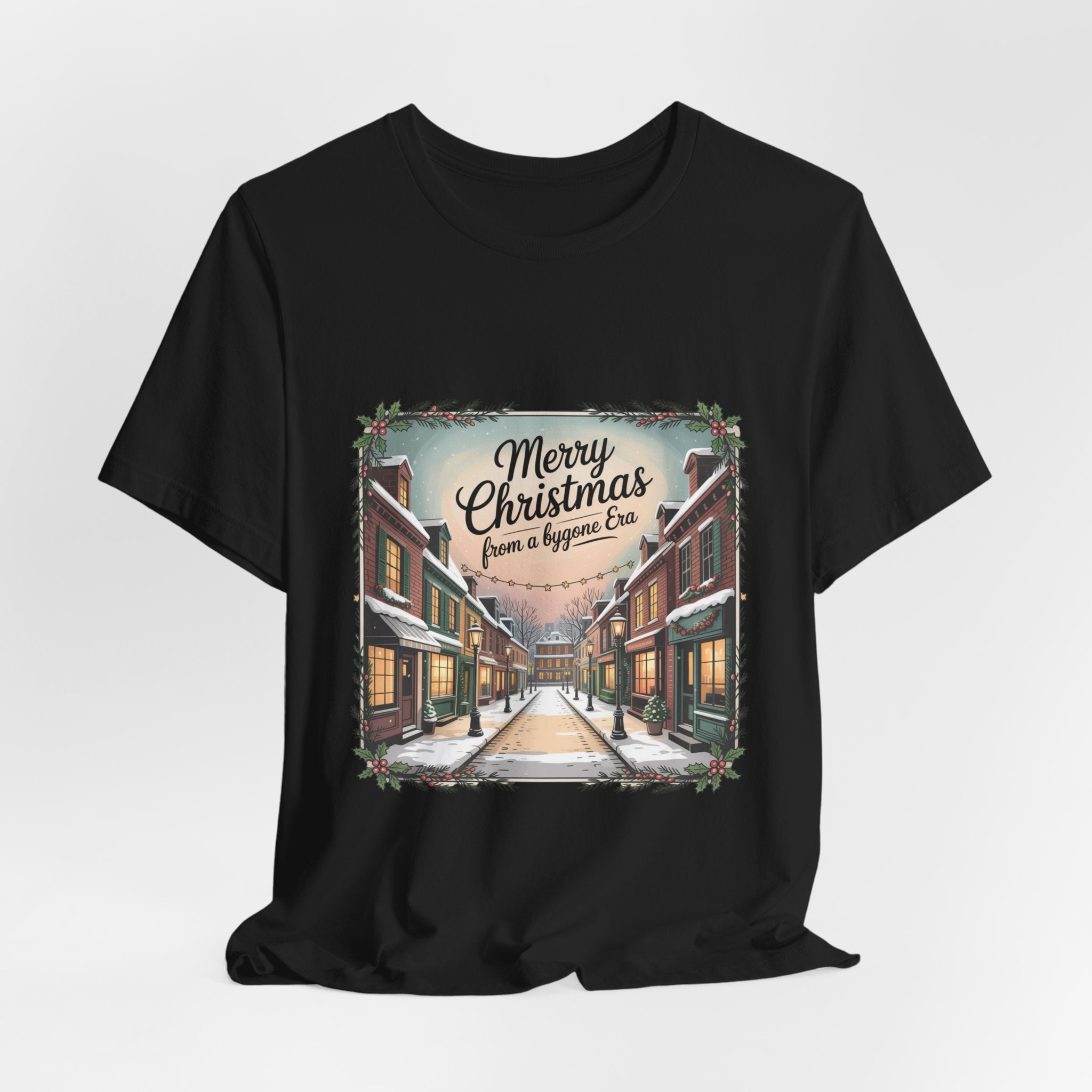 Merry Christmas Vintage Postcard Tee | Retro Holiday Card Design