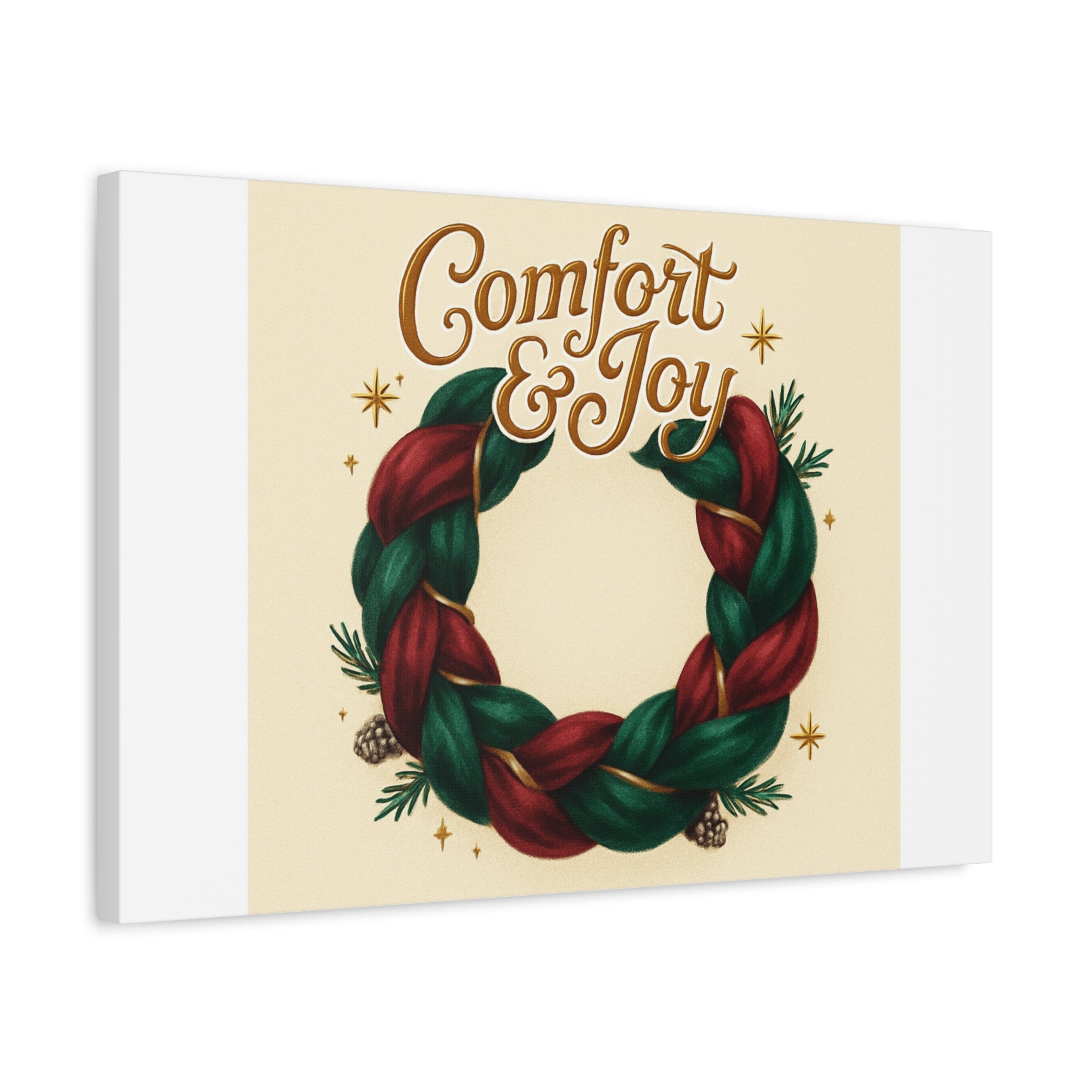 Christmas Wreath Canvas - "Comfort & Joy" Holiday Wall Art