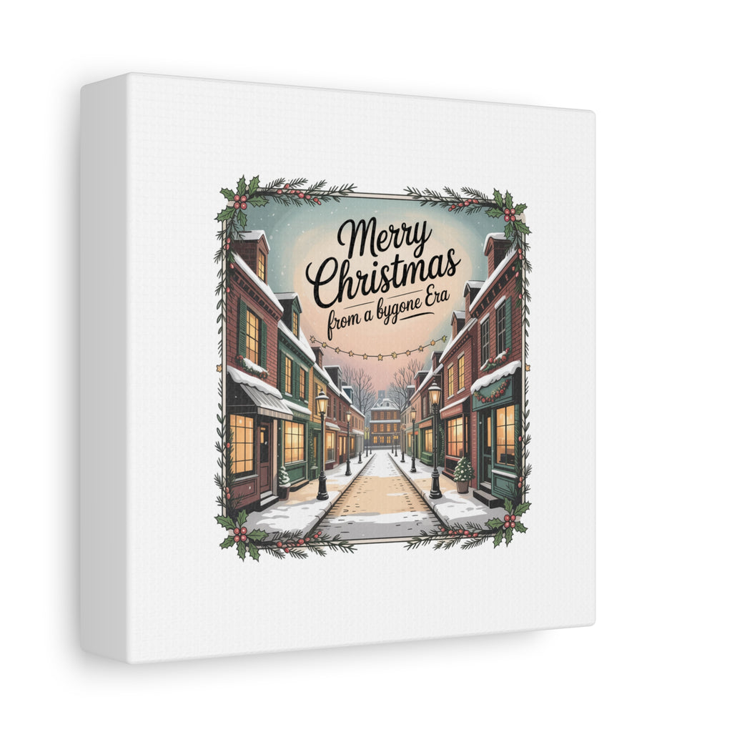 Merry Christmas Vintage Postcard Canvas | Retro Holiday Card Design