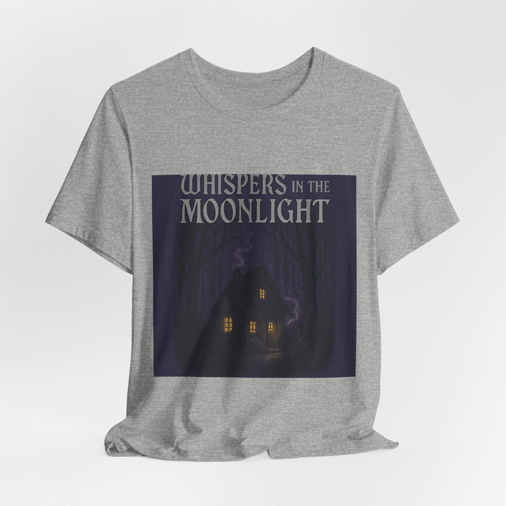 Whispers in the Moonlight Tee — Haunted Cabin Night Graphic T-Shirt