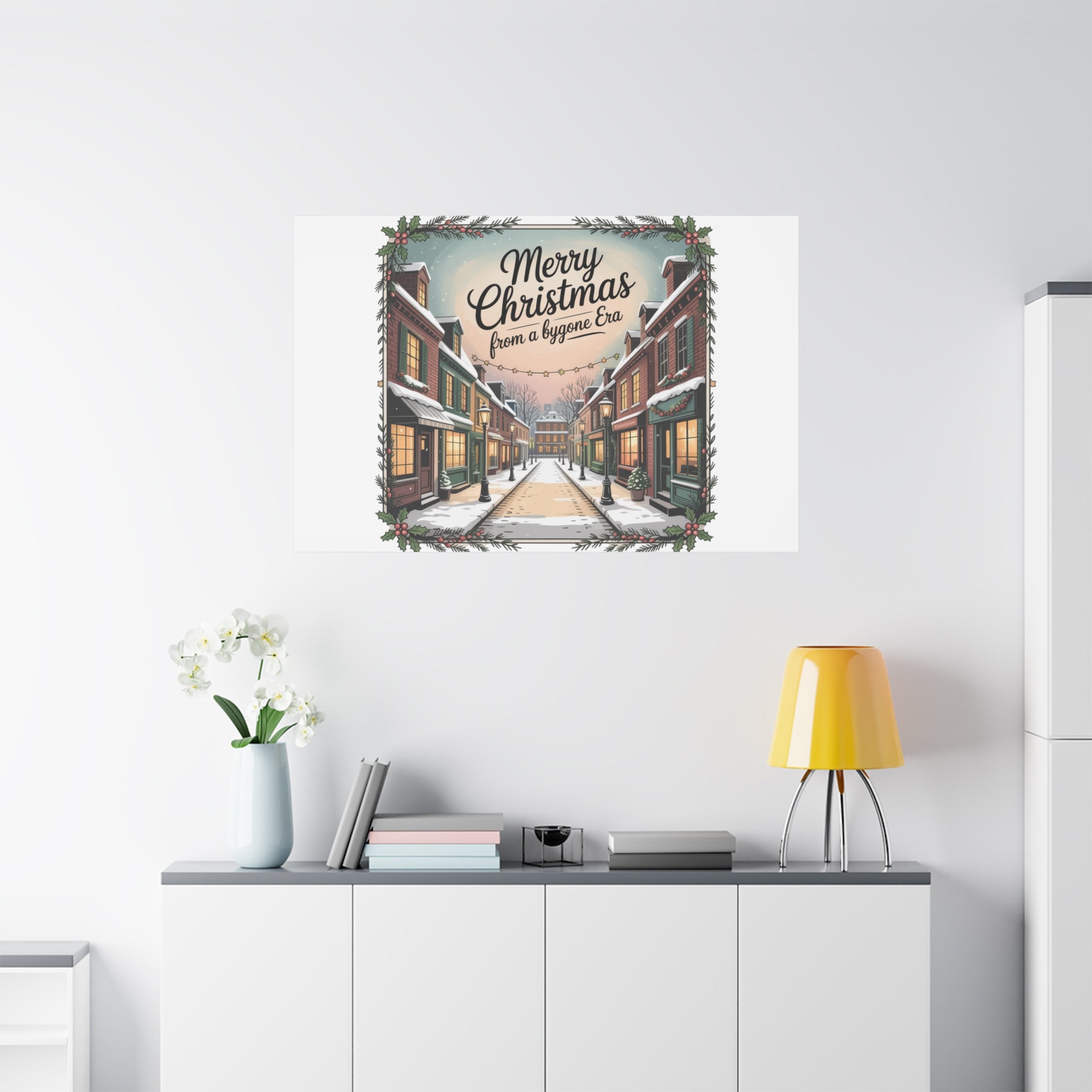 Merry Christmas Vintage Postcard Canvas | Retro Holiday Card Design