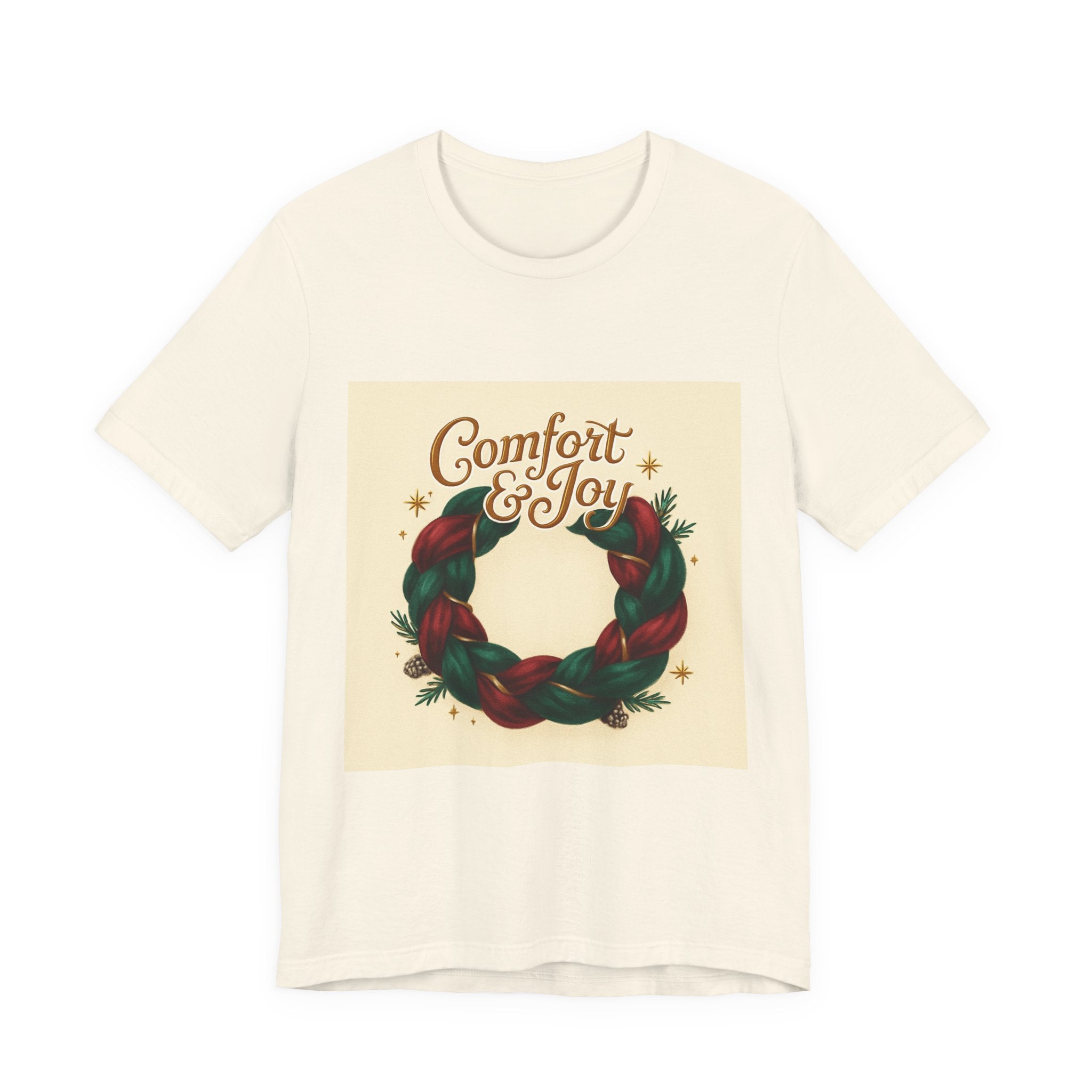 Comfort & Joy Wreath T-Shirt — Retro Holiday Christmas Tee