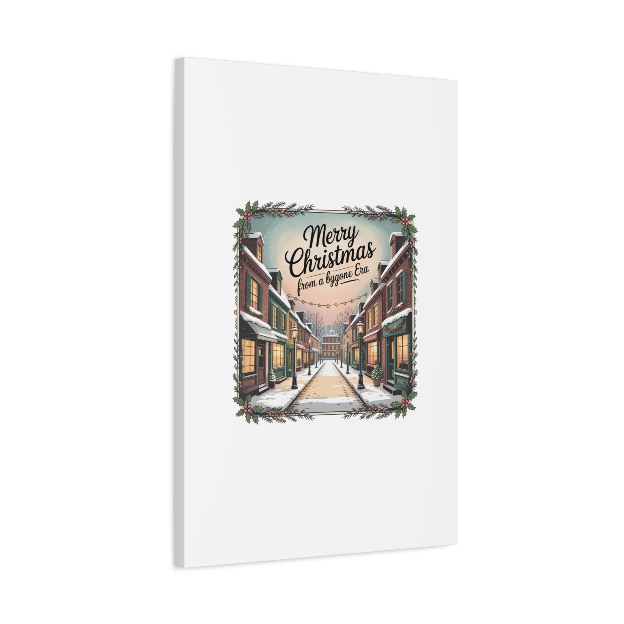 Merry Christmas Vintage Postcard Canvas | Retro Holiday Card Design