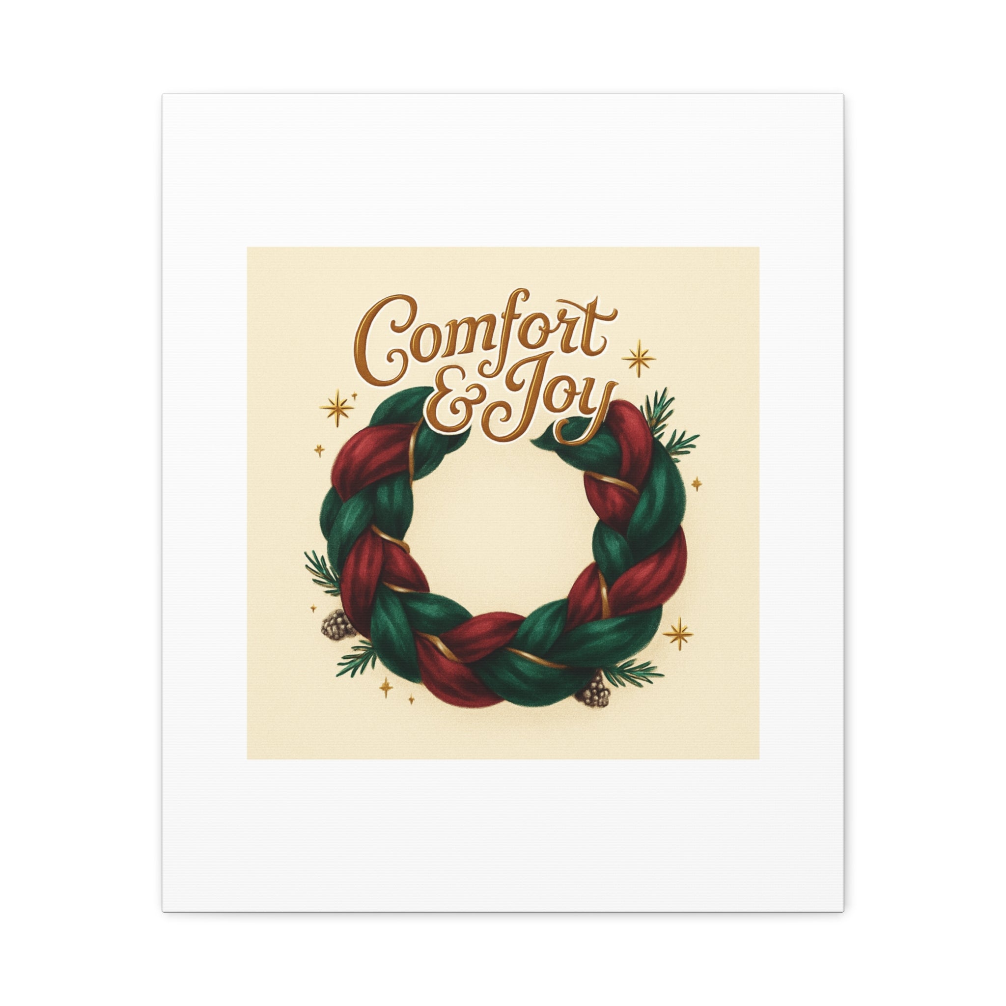 Christmas Wreath Canvas - "Comfort & Joy" Holiday Wall Art