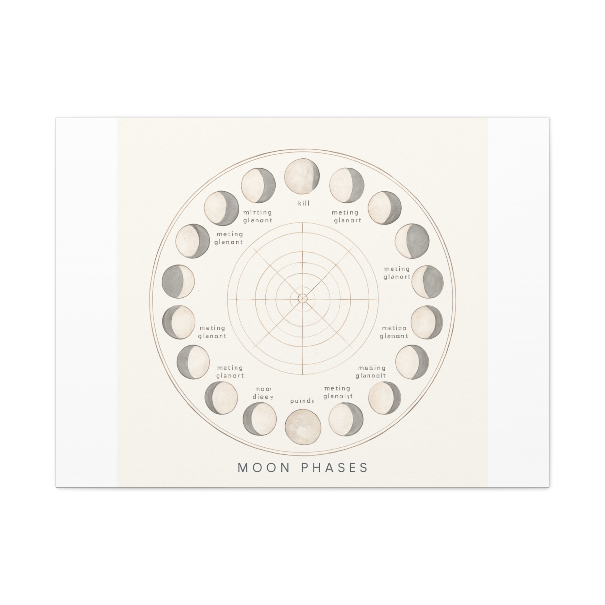 Moon Phases Canvas Print — Neutral Lunar Cycle Wall Art