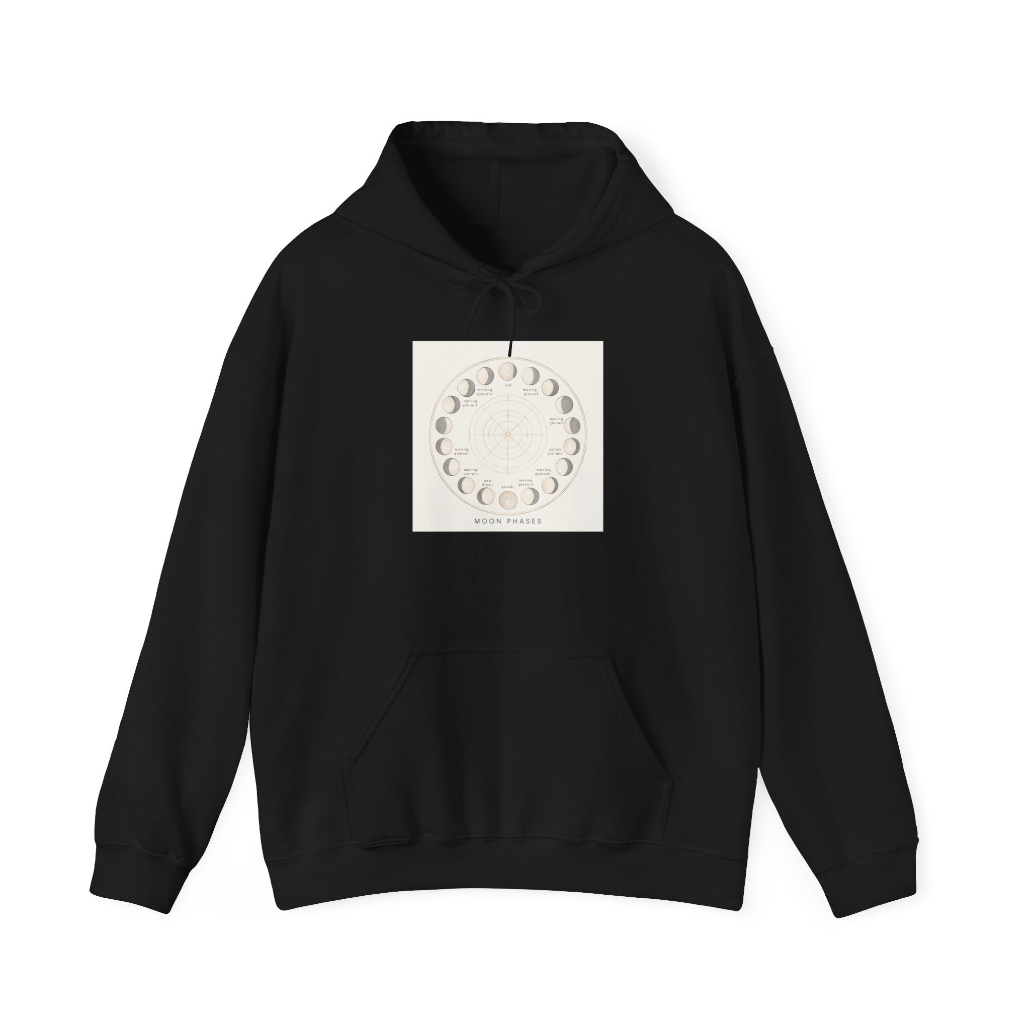 Moon Phase Hoodie — Minimal Lunar Cycle Graphic Sweatshirt