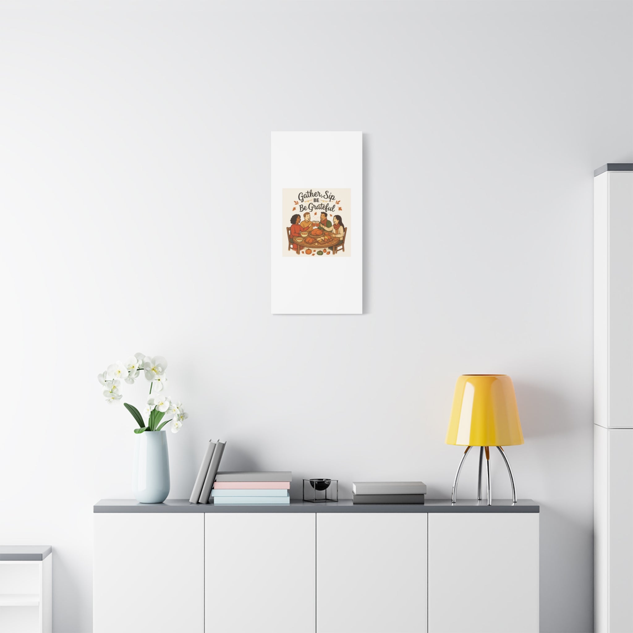 Gather, Sip, Be Grateful Canvas — Thanksgiving Wall Art