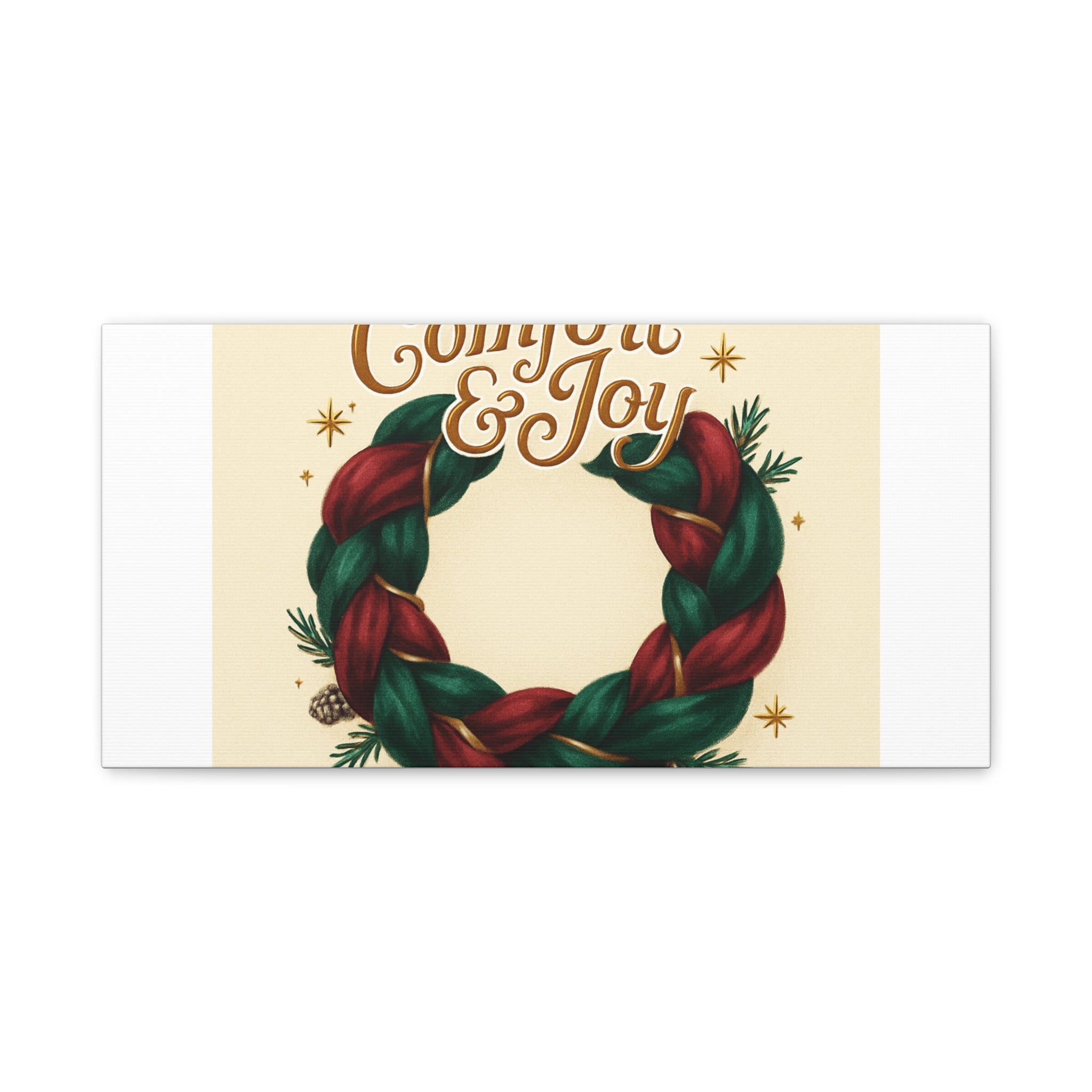 Christmas Wreath Canvas - "Comfort & Joy" Holiday Wall Art
